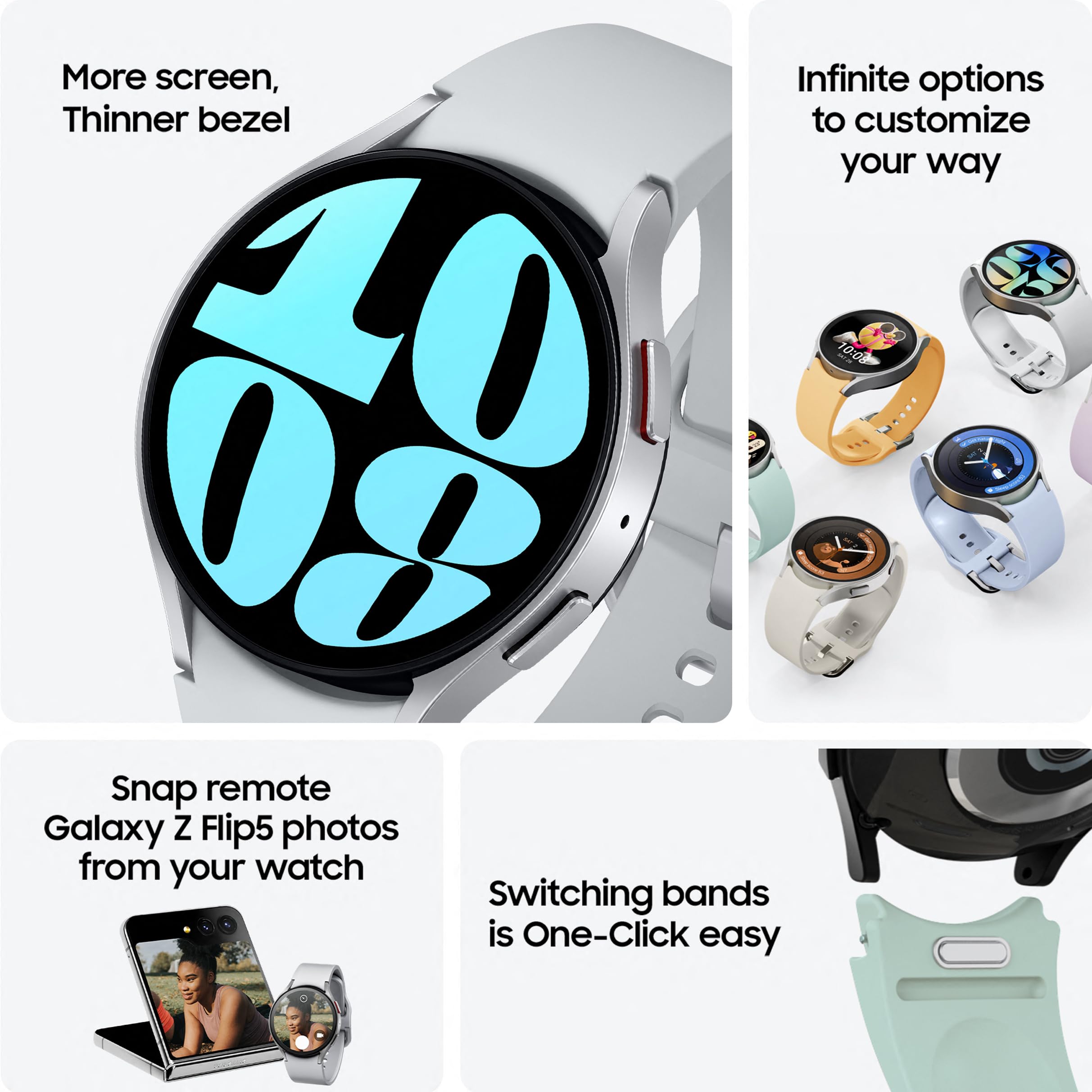 Samsung Galaxy Watch6 44mm Silver Smartwatch - Fitness Tracker with Bluetooth, Heart Rate Monitor & Sleep Tracking | UK Version with 3-Year Warranty | Perfect for Workouts, Running & Daily Activity Tracking