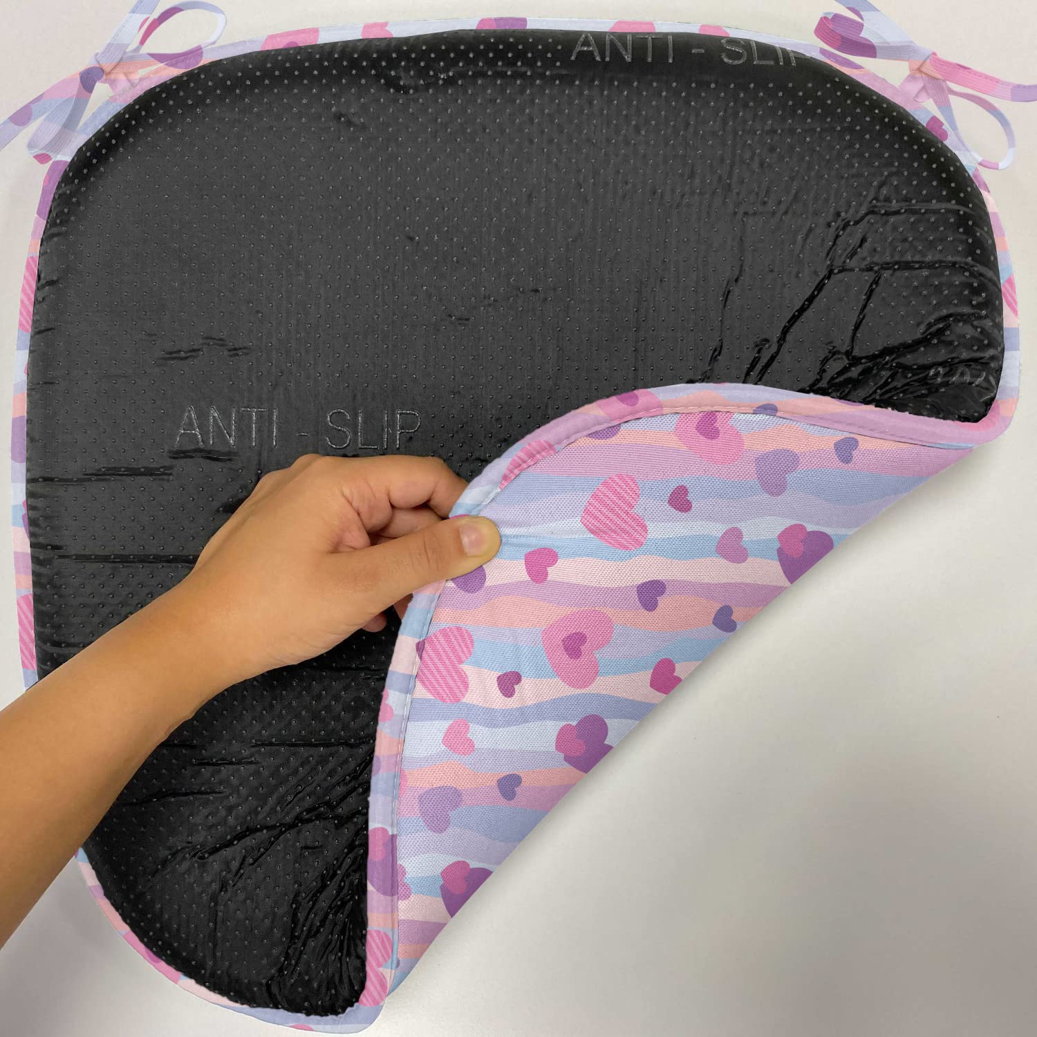 Ambesonne Love Chair Cushion Set of 12 - Heart Pattern Valentine's Day Seat Pads with Anti-Slip Backing, 16x16 Inch Pale Mauve Purple - Perfect for Kitchen, Dining Chairs, Patio Furniture & Romantic Weddings