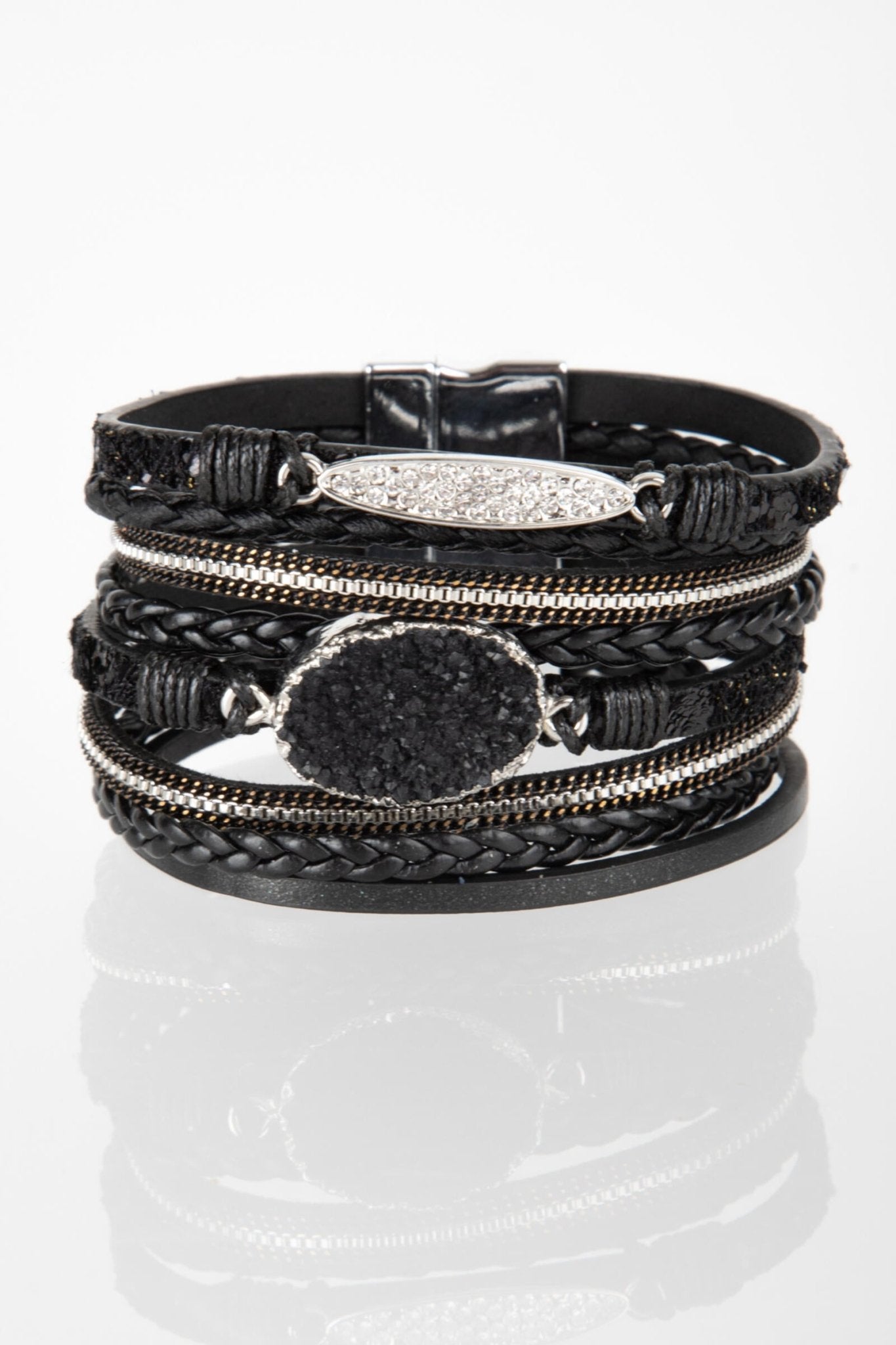 Sparkly Druzy Braided Bracelet for Women - Elegant Crystal Beaded Adjustable Wrap Bracelet - Perfect for Parties, Weddings & Everyday Wear