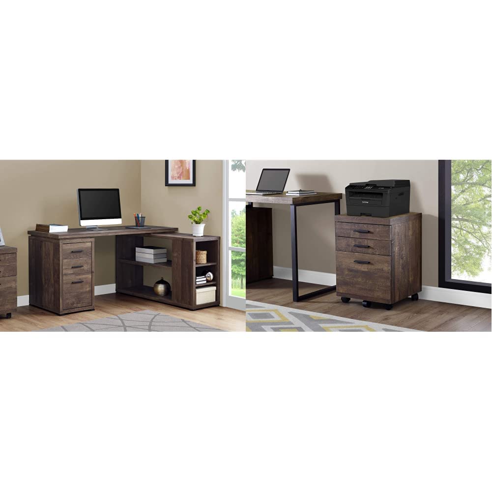 Monarch Specialties L-Shaped Corner Computer Desk with Storage & Filing Cabinet - 60
