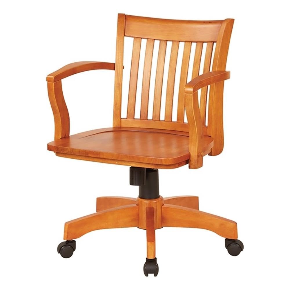 Premium Wooden Banker's Office Chair - Ergonomic Fruit Wood Seat for Home & Office - Comfortable Executive Desk Chair for Professionals & Workspaces