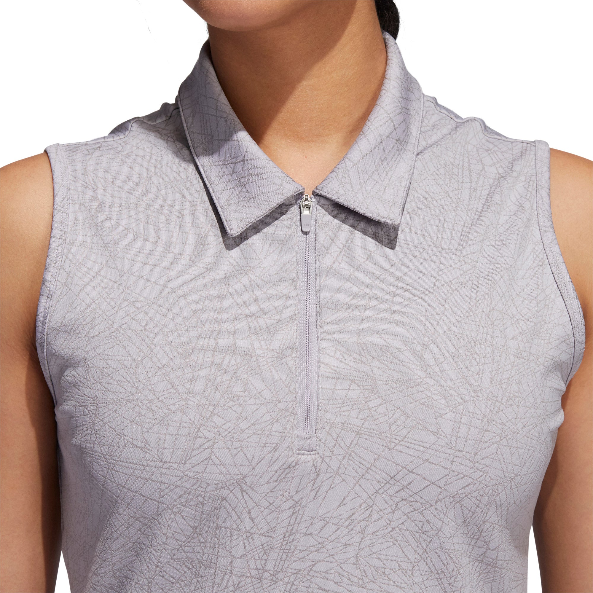 Adidas Women's Jacquard Sleeveless Golf Polo Shirt - Breathable & Moisture-Wicking for Summer Golfing & Outdoor Sports