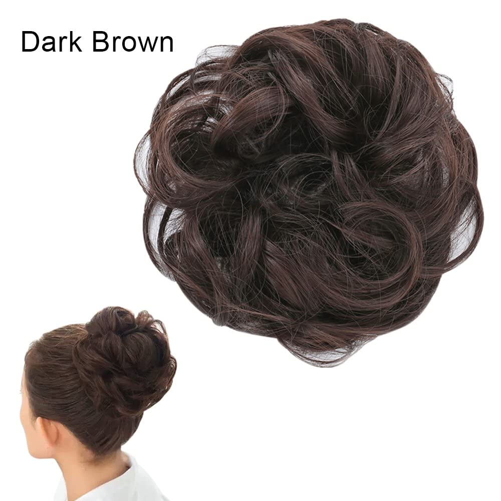 Messy Synthetic Chignon Hairpiece - Easy Bun Hair Extensions for Women | Updos, Ponytail & Scrunchies | Brown (Pack of 2) | Perfect for Weddings, Parties & Everyday Styling