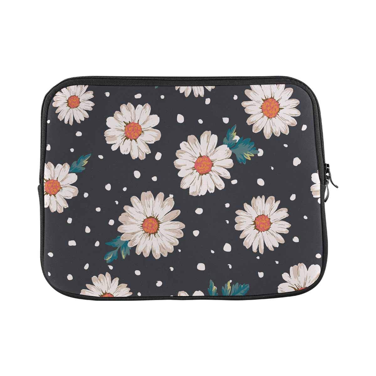 **INTERESTPRINT 11-11.6 Inch Laptop Neoprene Sleeve - Daisy Flower Print Protective Cover for MacBook, Notebook & Ultrabook - Lightweight & Water-Resistant for School, Office & Travel**