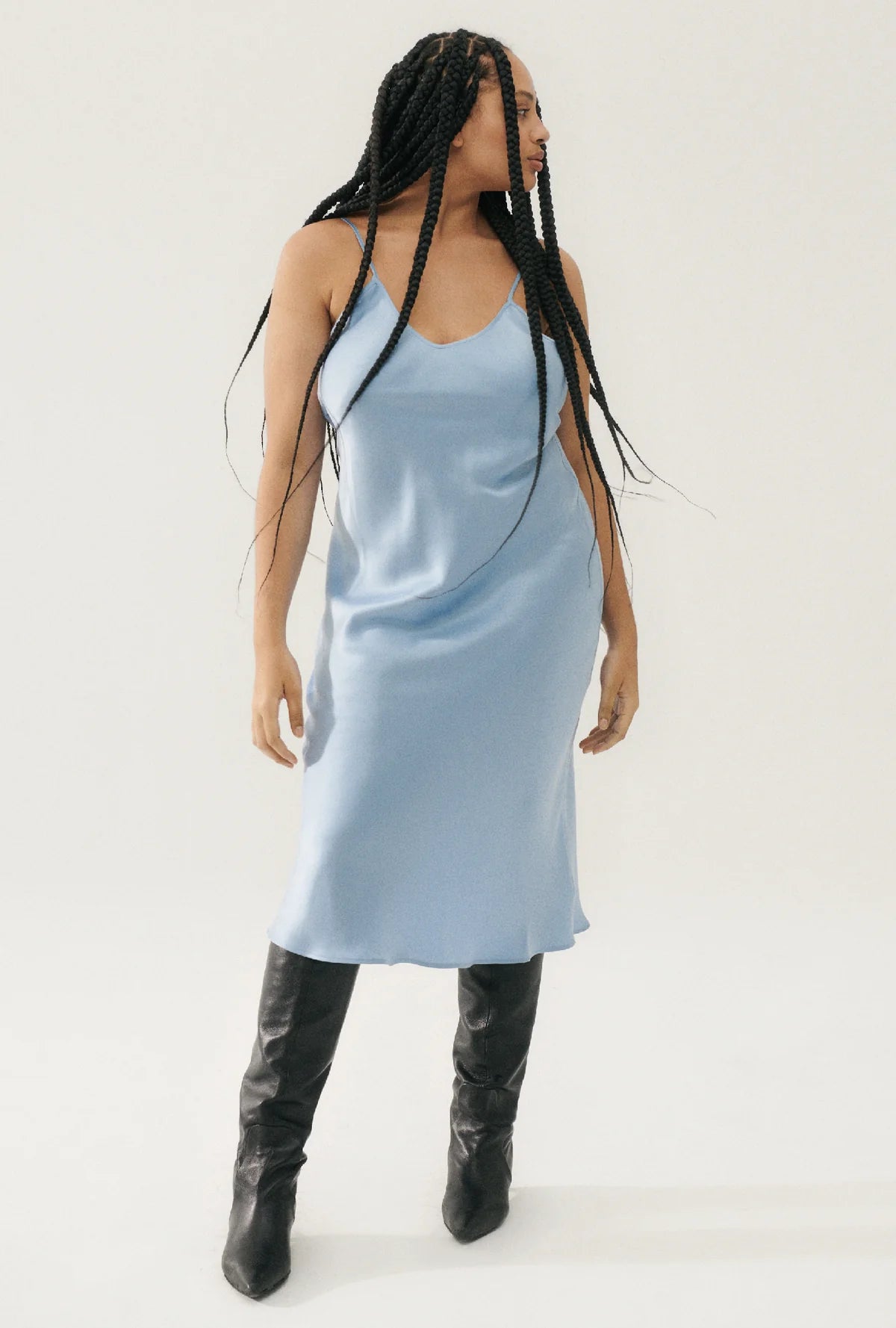 90s Slip Dress Sky Blue - Vintage Inspired Satin Nightgown & Loungewear for Women - Perfect for Sleepwear, Date Nights, and Relaxing at Home