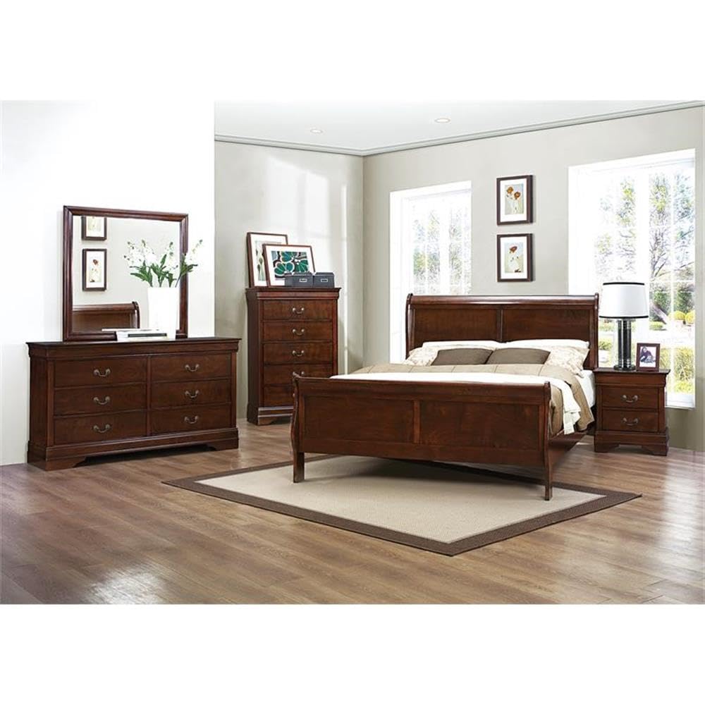 Pemberly Row Wood Nightstand with 2 Drawers - Traditional Cherry Brown Bedside Table for Bedroom - Perfect for Bedside Storage, Reading Nook & Small Space Furniture