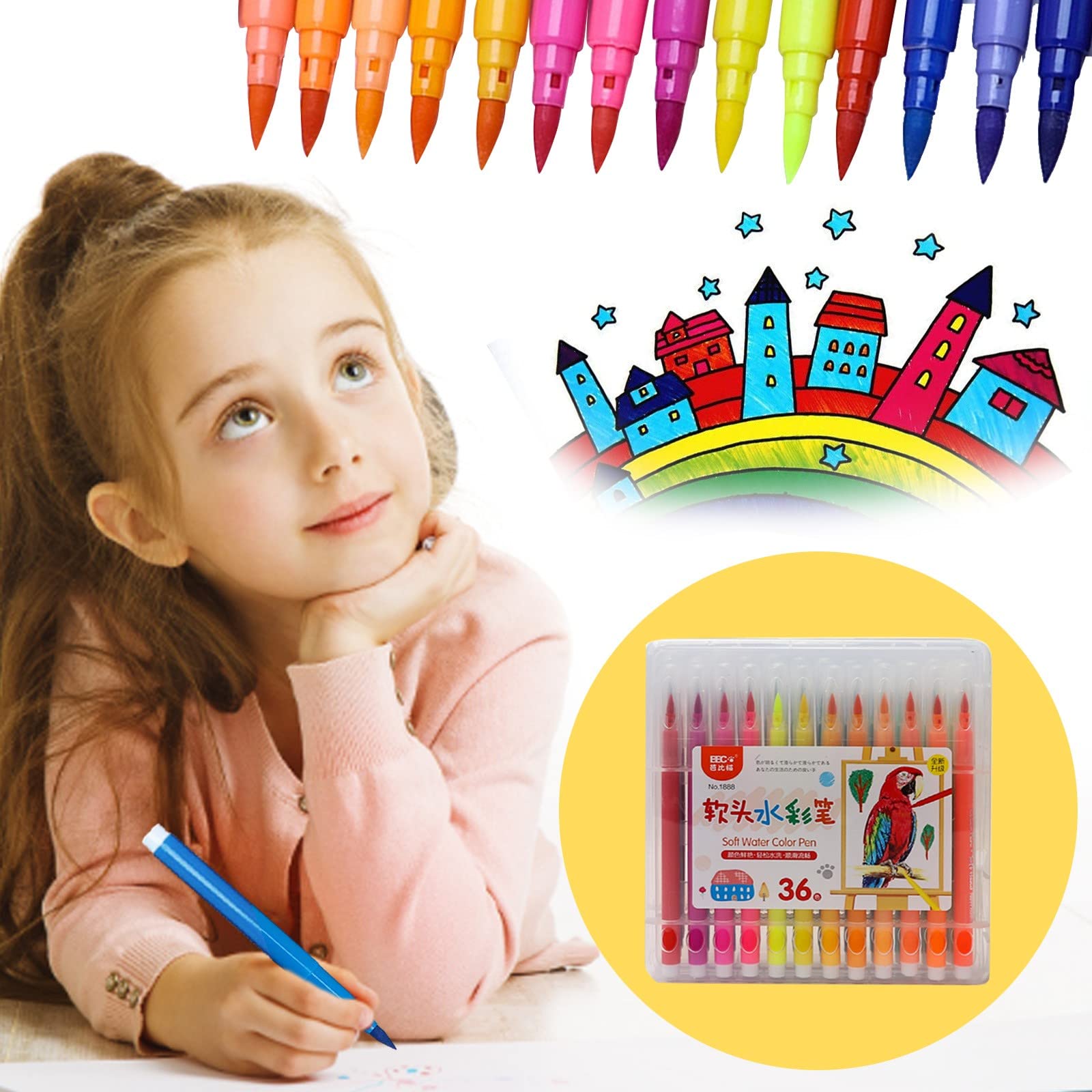 NQyIOS 36-Color Washable DIY Craft Painting Pens Set - 2ml Soft Tip Drawing Markers for Greeting Cards, Arts & Crafts, Sewing (Multicolor) | Perfect for Kids Art Projects, Scrapbooking, and Handmade Gift Decoration