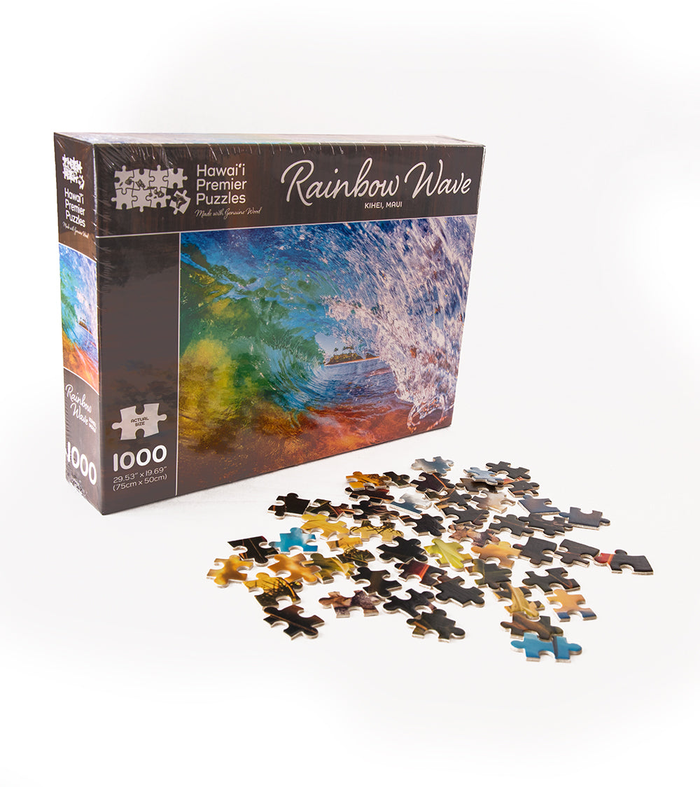 Rainbow Wave Wooden Jigsaw Puzzle - 500 Piece Colorful Wood Puzzle for Adults & Kids - Perfect for Family Game Night & Stress Relief