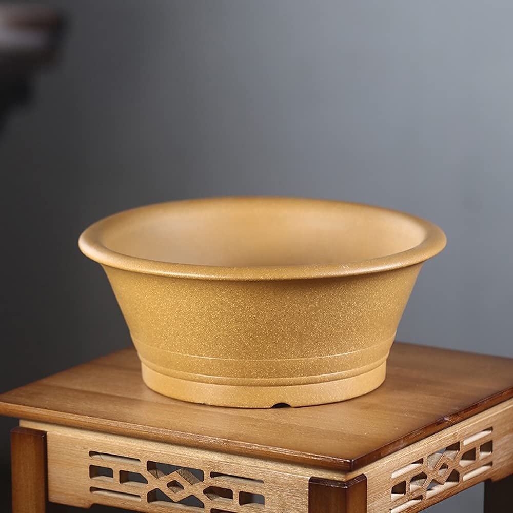 Premium Purple Clay Bonsai Pot - Large Ceramic Planter for Succulents, Calamus & Indoor Plants - 8 Inch Wide Mouth Flower Pot with Drainage - Perfect for Home Decor, Office Desk & Gardening Gifts (Plants Not Included)