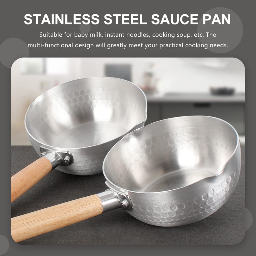 DOITOOL Stainless Steel Snow Pan with Wood Handle - Japanese Style Sauce Pan, Milk Pan, Soup Pot for Cooking, Kitchen Cookware - Perfect for Making Sauces, Stews, and Soups at Home