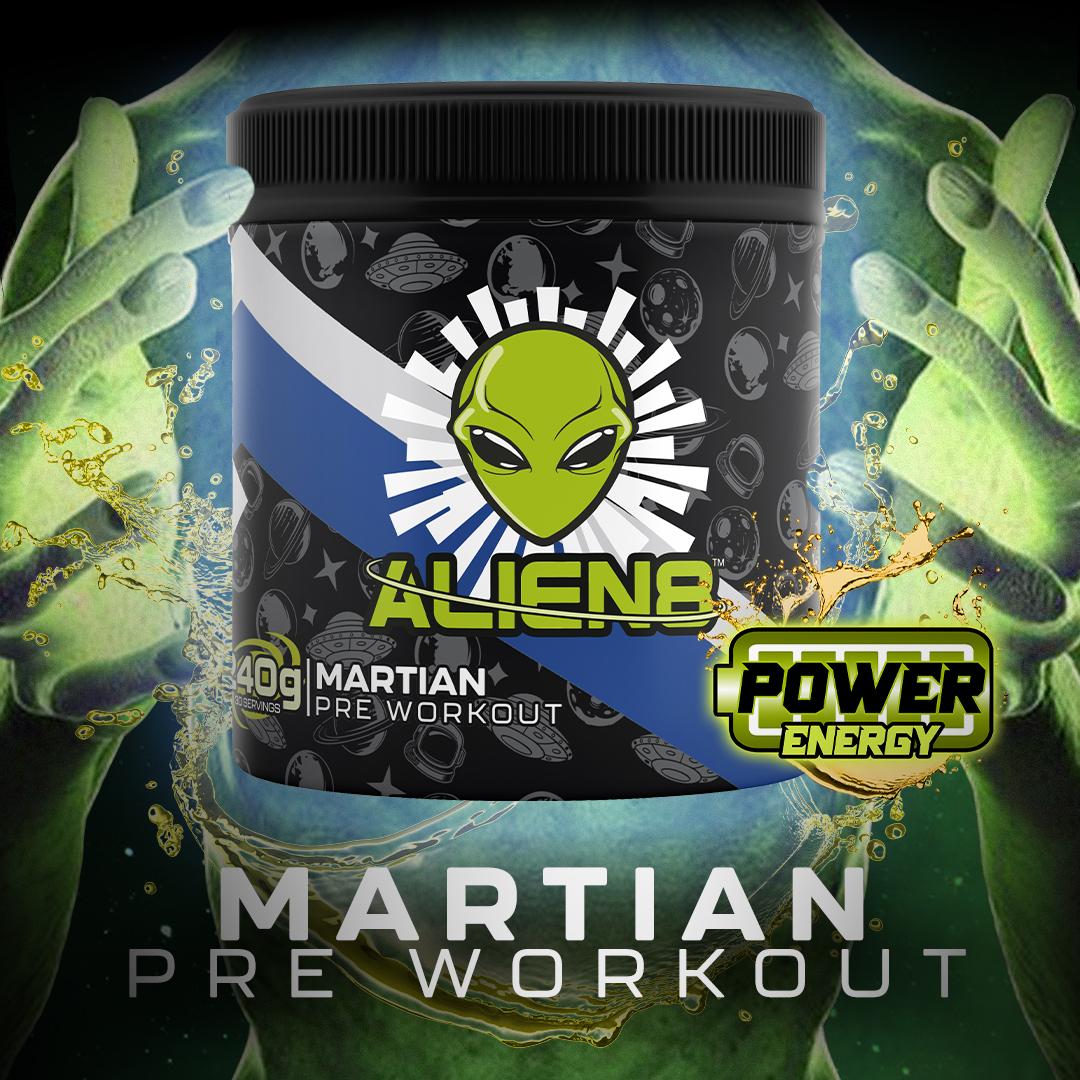 Alien8 Martian Pre Workout Powder 240g - Energy Booster for Gym & Fitness Enthusiasts | Supports Focus & Endurance for Intense Workouts