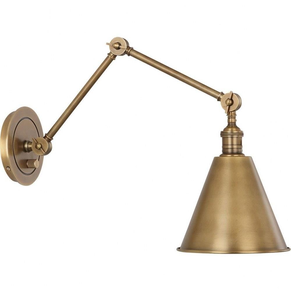 Robert Abbey Alloy Warm Brass Plug-in Swing Arm Wall Lamp with Cord Cover - Adjustable Reading Light for Bedroom, Living Room & Office