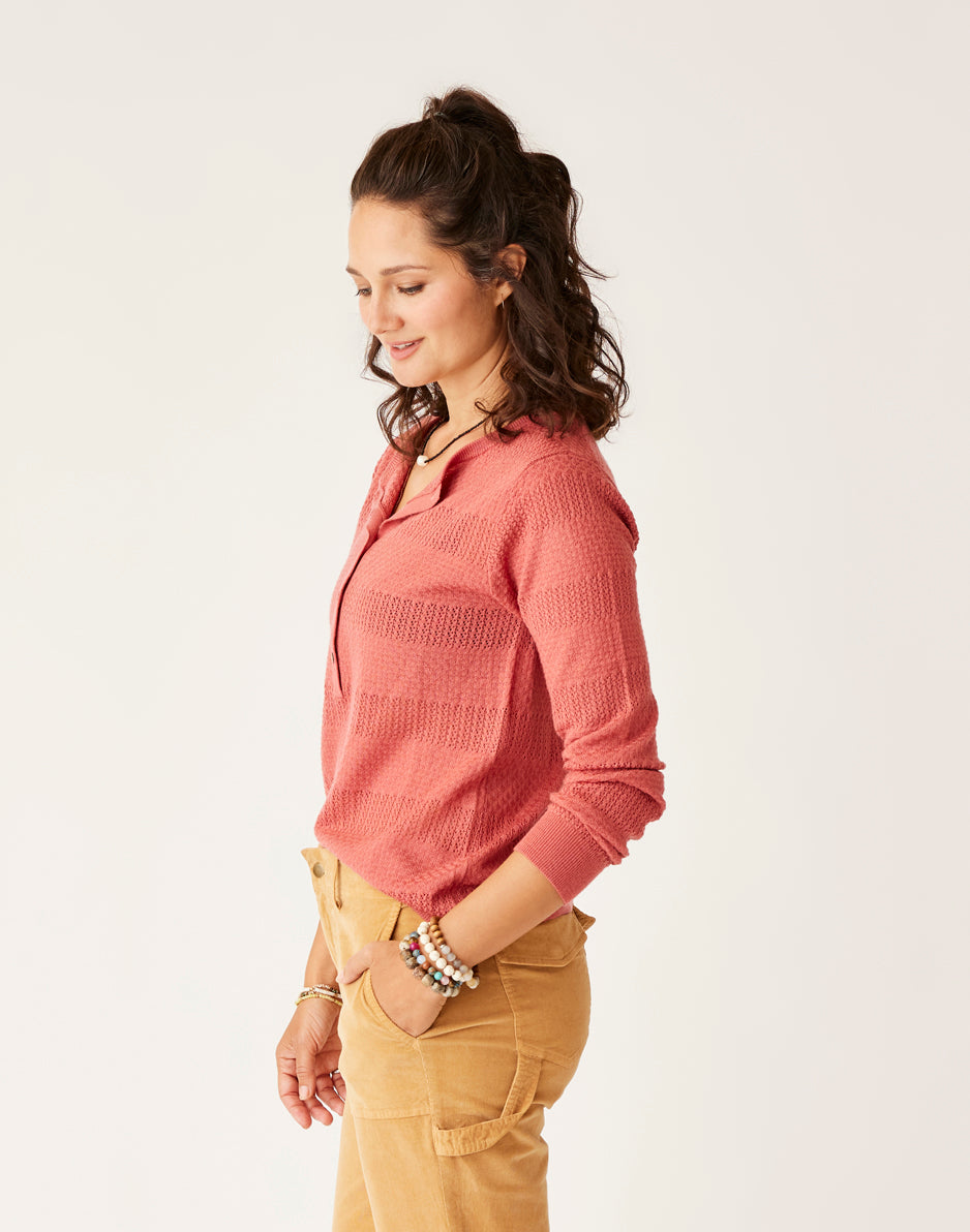 Amara Pointelle Sweater for Women - Soft Henna Knit Pullover | Cozy Casual Wear for Fall & Winter | Perfect for Office, Dates and Weekend Outings