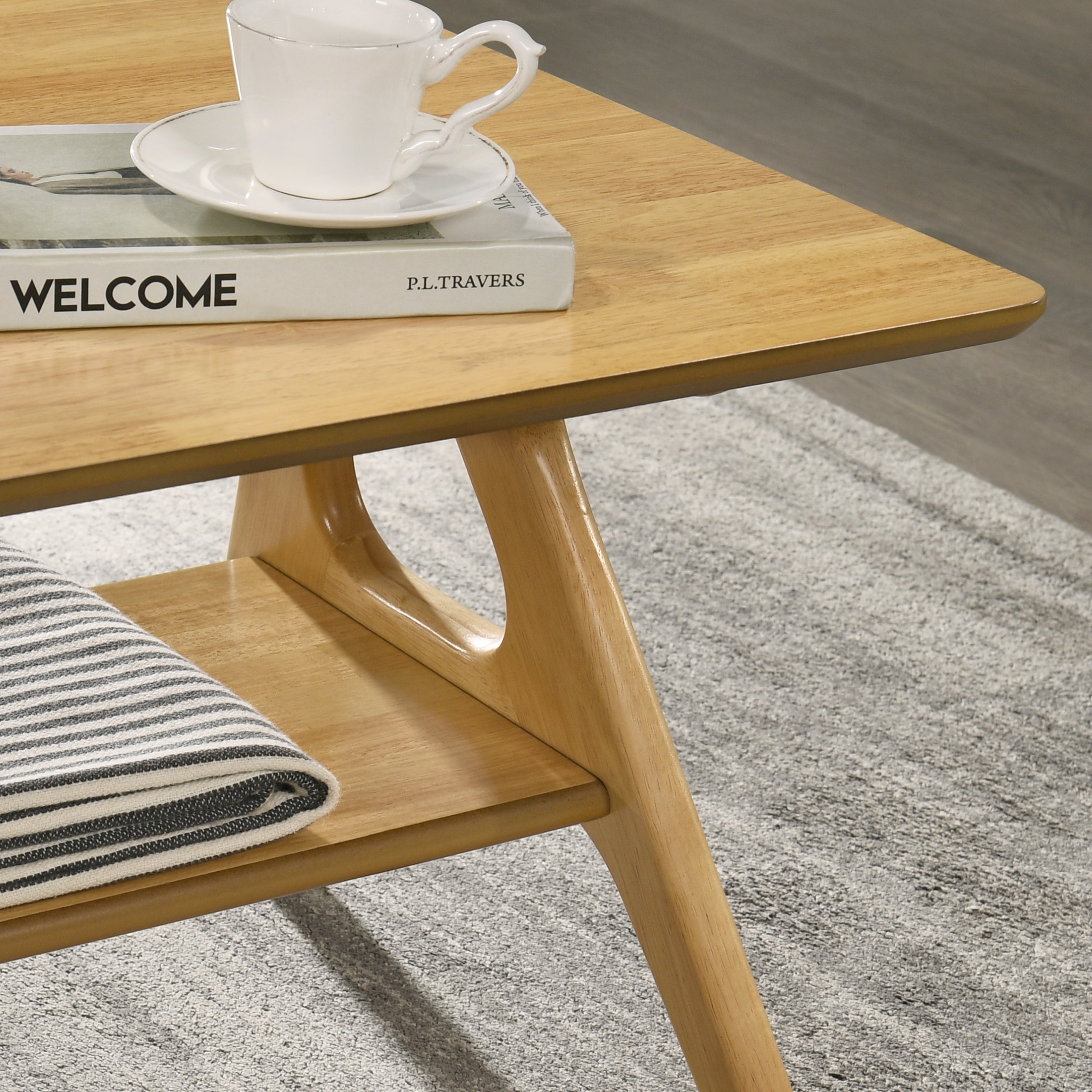 Roundhill Furniture Arona Mid Century Modern Wood Shelf End Table - Stylish Living Room Side Table with Storage for Books & Decor | Perfect for Small Spaces, Apartments & Bedrooms