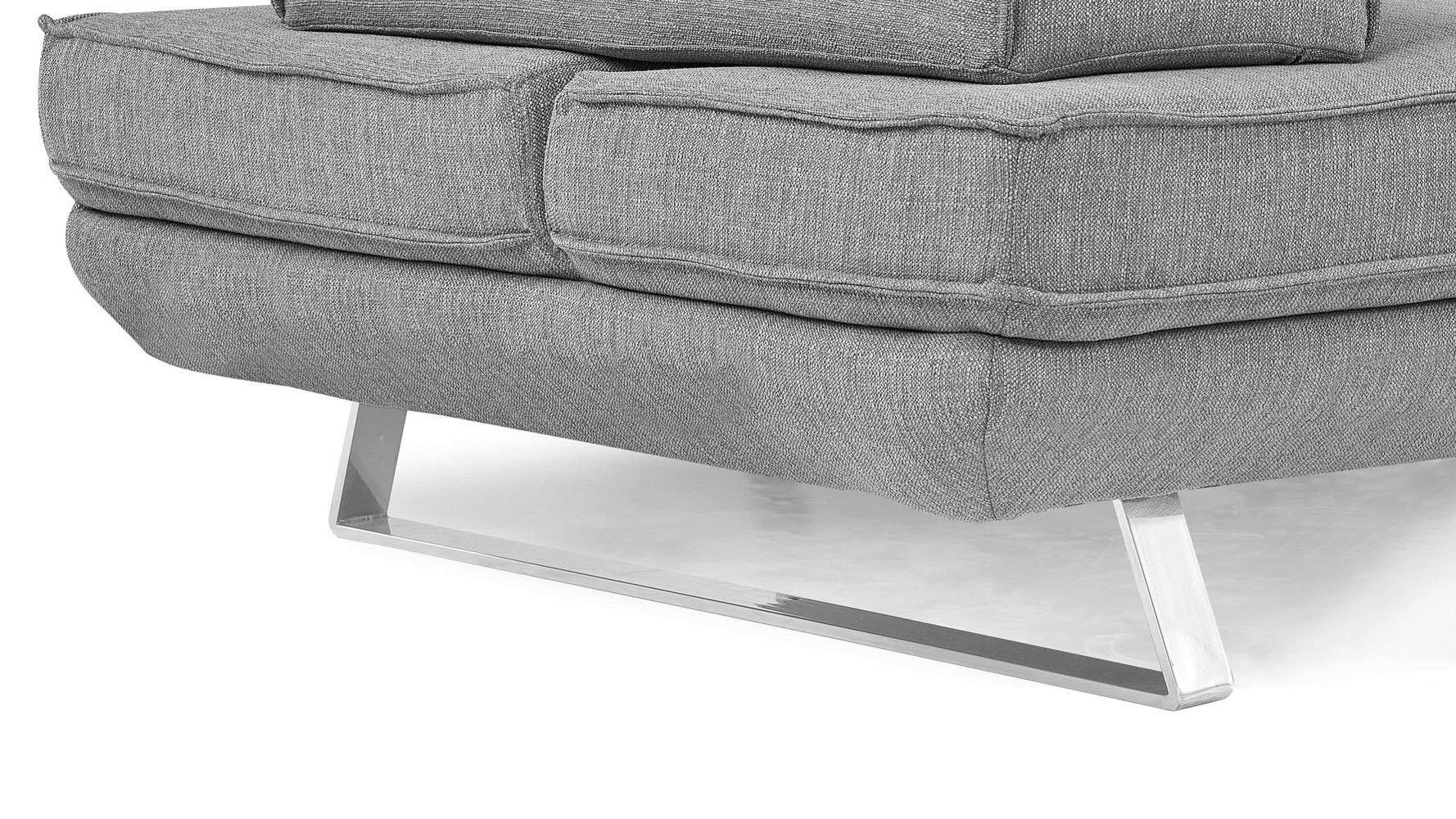 Zuri Furniture Modern Light Grey Fabric Sondra Sectional Sofa with Right Chaise - Contemporary Living Room Couch for Small Spaces & Apartments