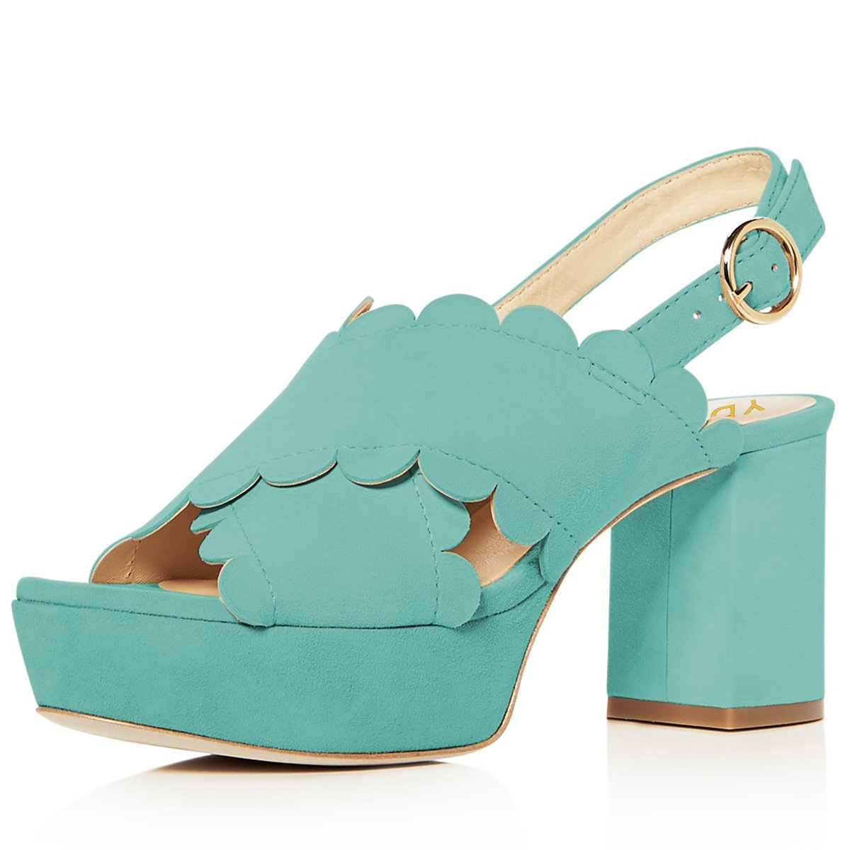 YDN Women's Open Toe Platform Pumps - Chunky High Heel Slingback Sandals with Ruffles & Cross Strap for Summer | Dressy Party, Wedding, Date Night & Office Wear