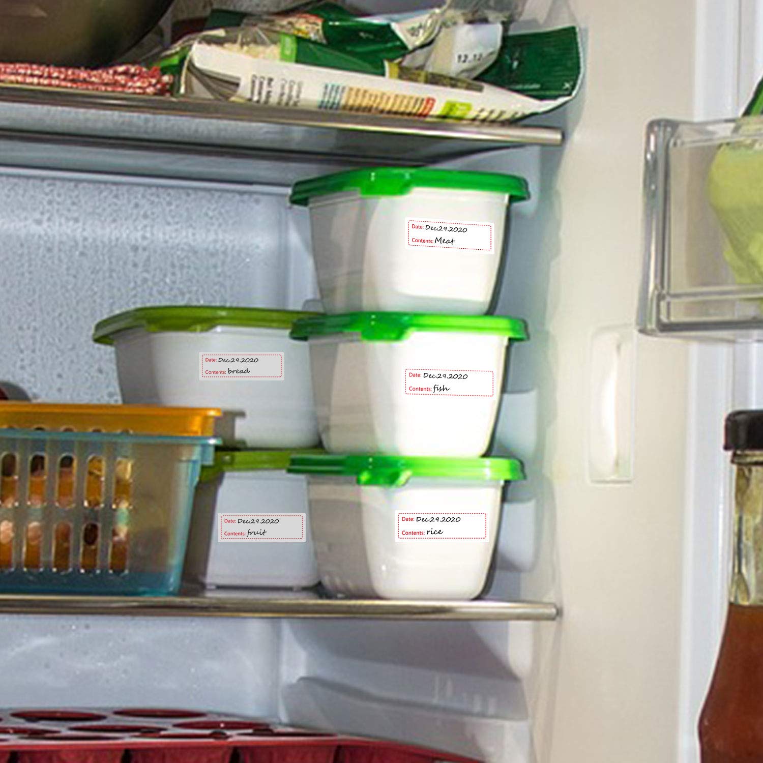500pcs Removable Freezer Labels 1x3 Inch for Food Storage - Red Color, Perfect for Organizing Frozen Meals, Leftovers & Meal Prep Containers