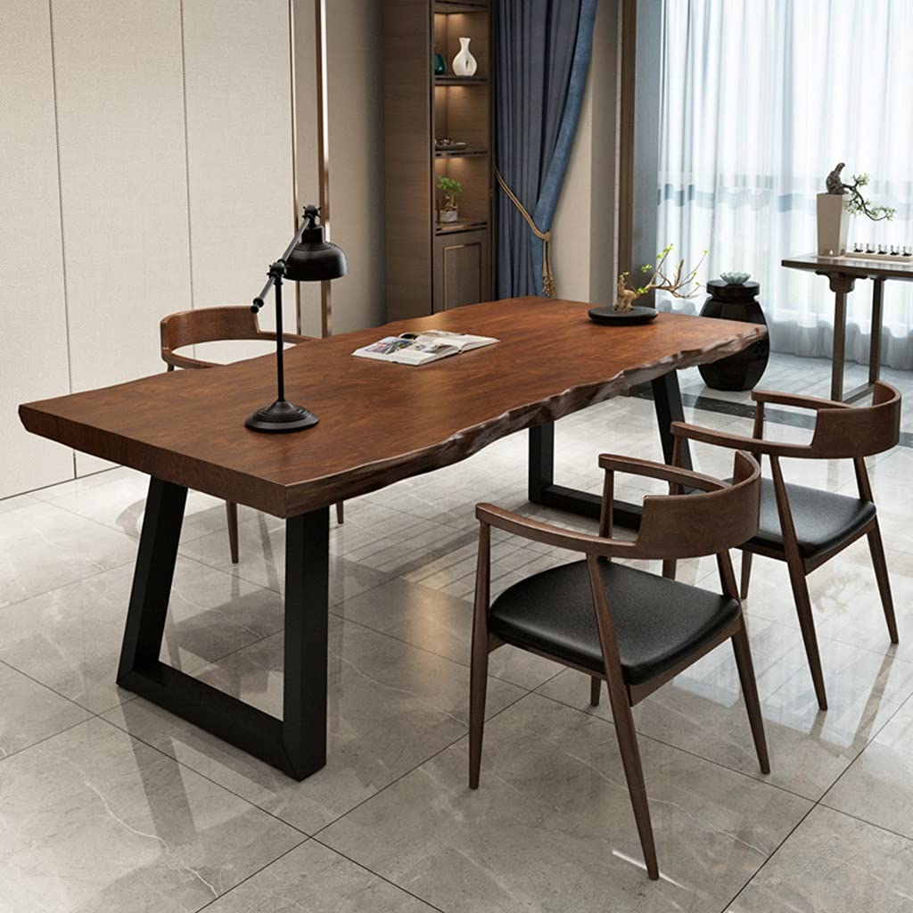 Premium Home Office Computer Desk - Sturdy Wrought Iron Frame Study Table with Oak Wood Top, 47
