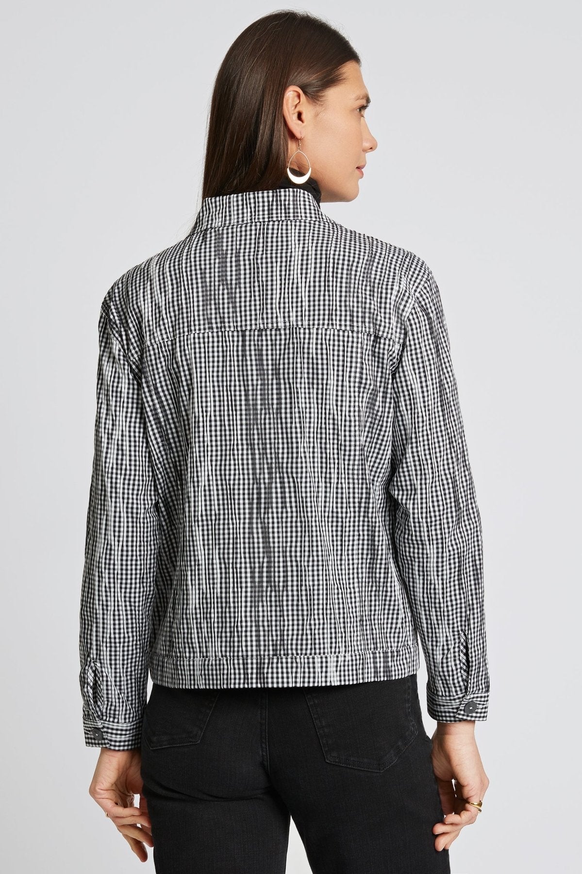 Thelma Crinkle Long Sleeve Denim Jacket for Women - Vintage Distressed Jean Coat - Perfect for Casual Outfits, Fall Layering & Street Style Fashion