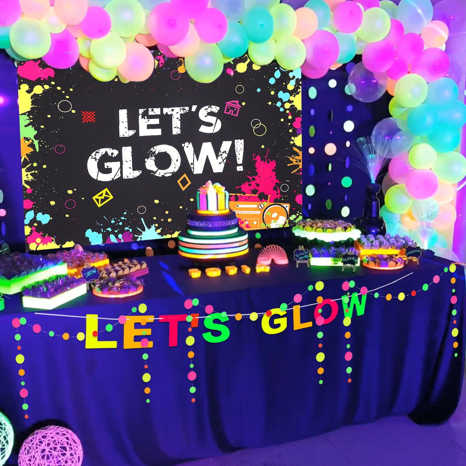 60 Pieces Neon Glow in The Dark Balloons - 12 Inch UV Reactive Party Balloons for Birthday, Rave, Blacklight & Glow Party Decorations - Perfect for Night Clubs, Halloween & Festive Celebrations
