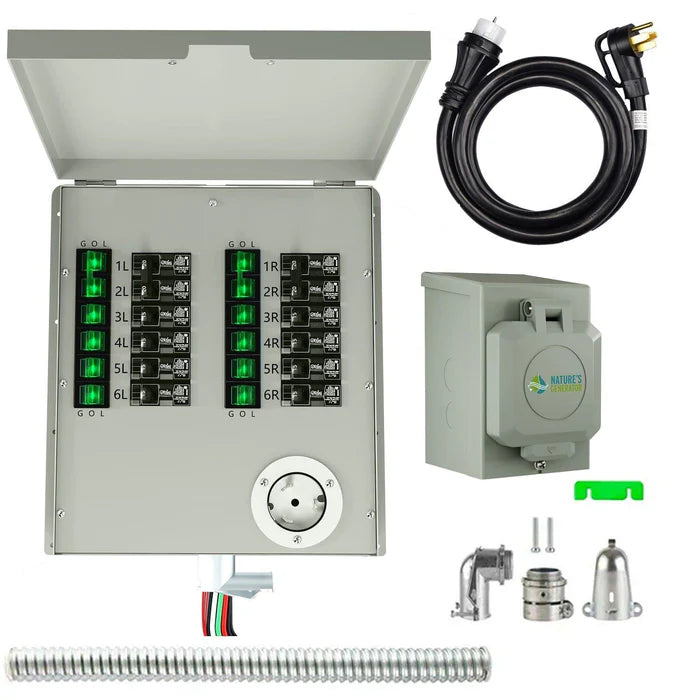 Natures Generator 12 Circuit 120/240V 50A Manual Power Transfer Switch for Home Backup Power & Emergency Use
