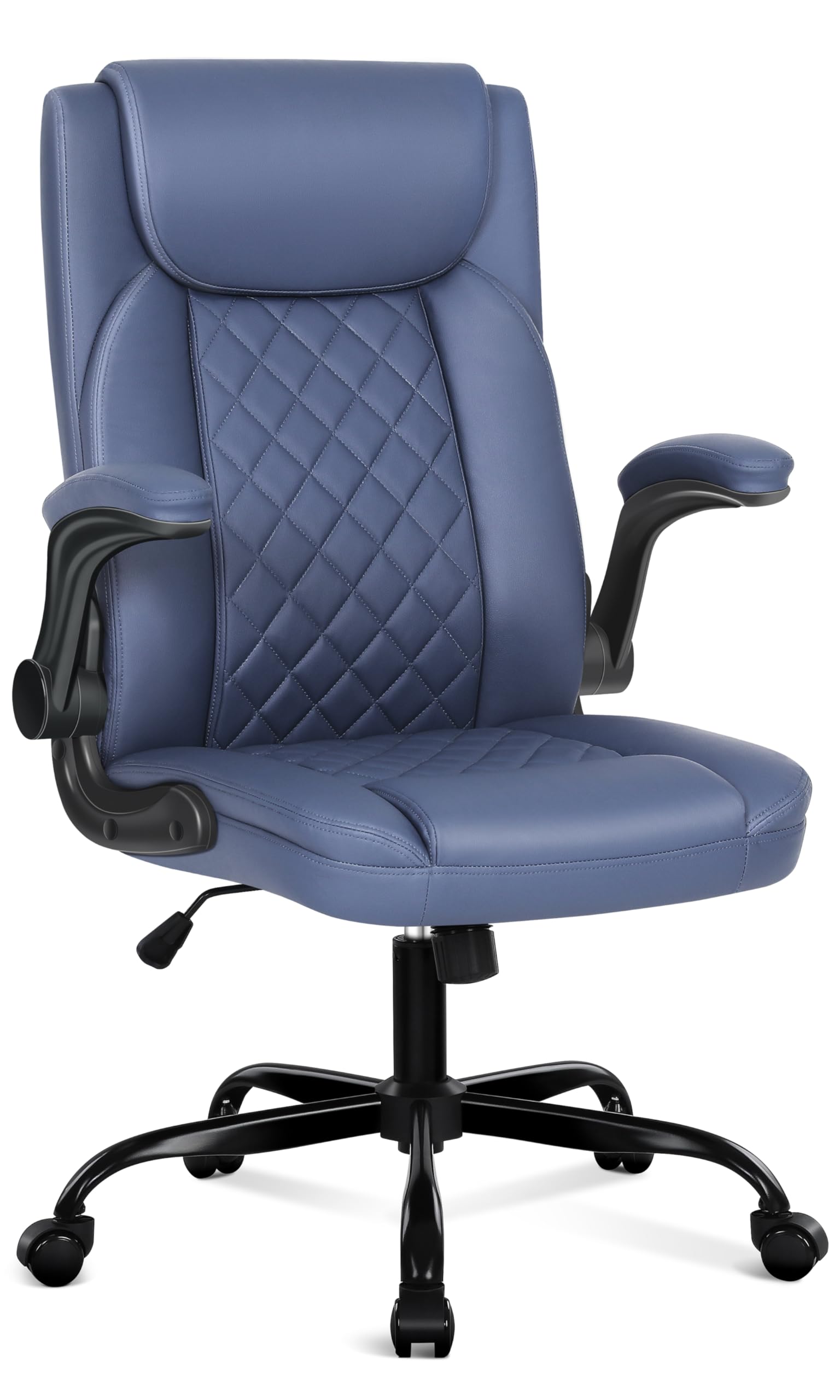 Premium Executive Office Chair - Big & Tall PU Leather Desk Chair with Flip-Up Armrests & Adjustable Height - Ergonomic High Back Computer Chair for Home Office, Gaming & Workspace Comfort