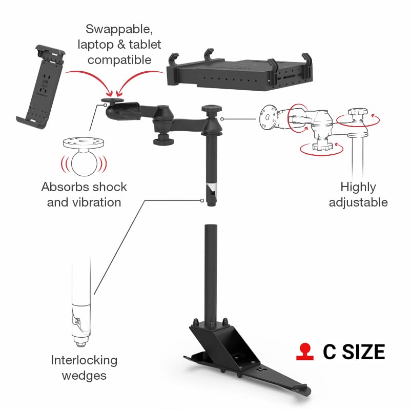 RAM MOUNTS No-Drill Mount for '05-23 Toyota 4Runner & Tacoma RAM-VB-138-SW2 - Compatible with RAM Tablet & Laptop Holders for Off-Road & Work Truck Use