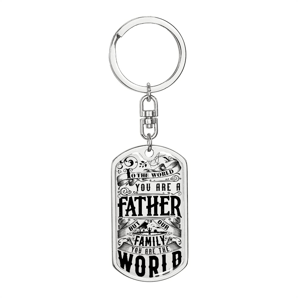 Personalized Dad Keychain - Custom Engraved Dog Tag Keychain with Gift Box | Father's Day Gift, Birthday Present for Dad | Perfect for Father's Day, Christmas & Special Occasions