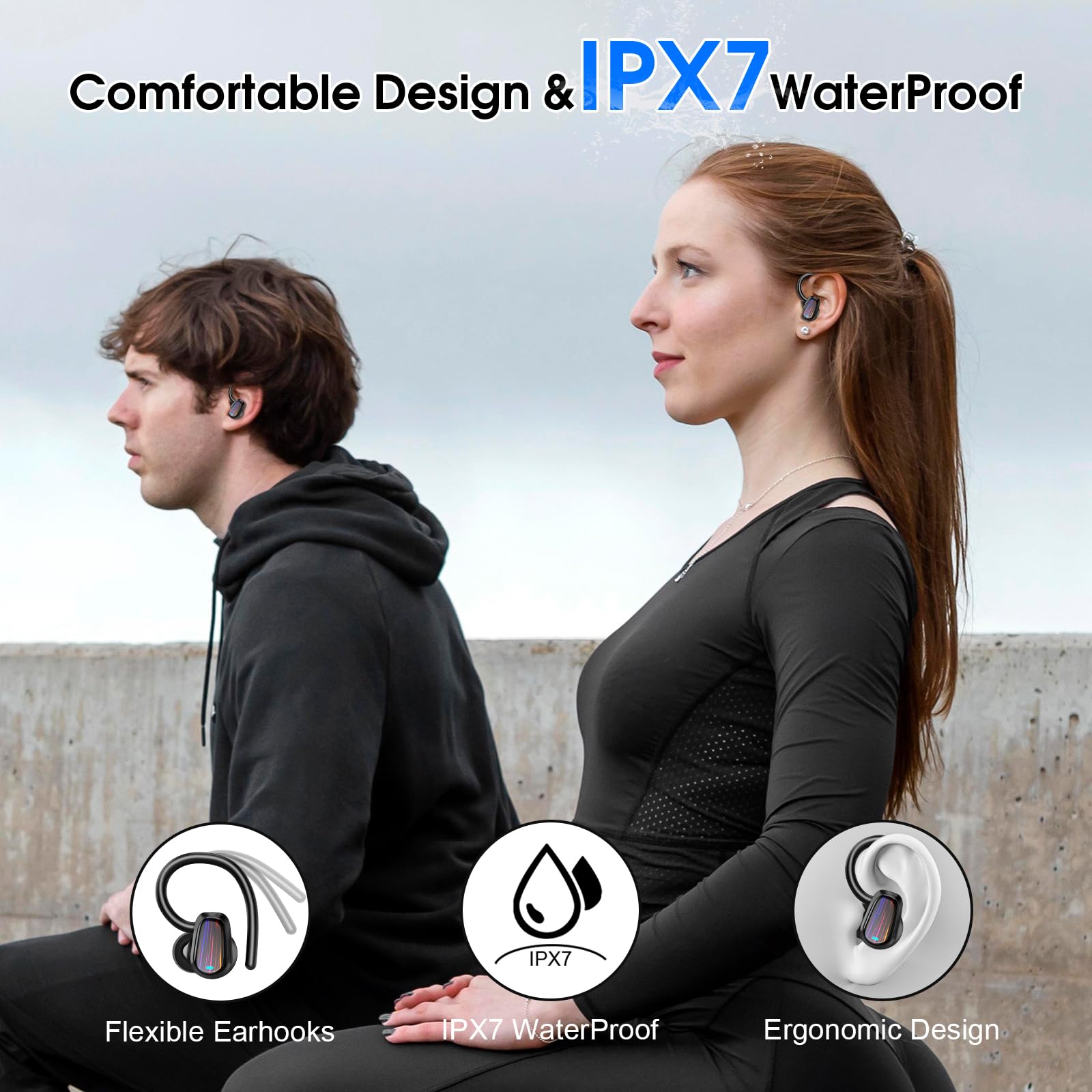 OYIB Wireless Earbuds Bluetooth 5.4, 50H Playtime, IP7 Waterproof - for Running & Workout