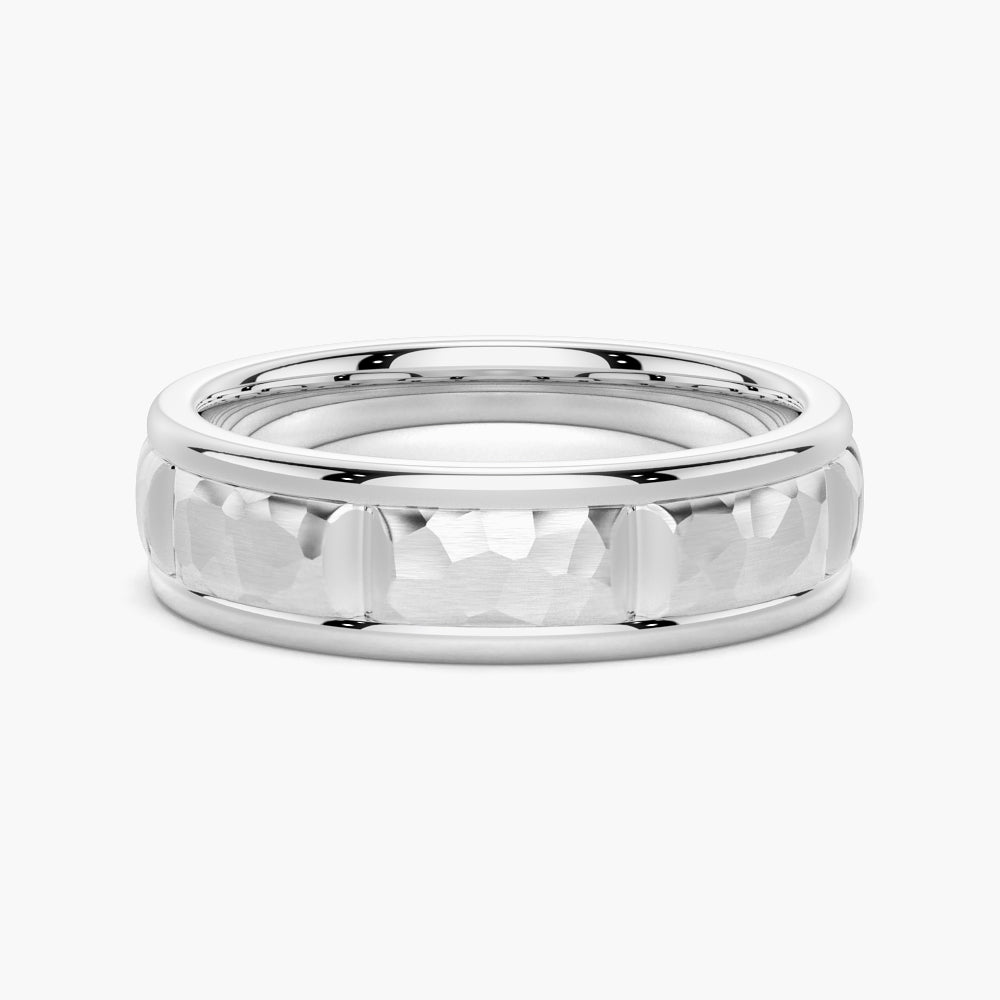 7mm Two Tone Hammered Men's Wedding Band - Comfort Fit Tungsten Carbide Ring for Grooms, Anniversary & Promise - Perfect for Everyday Wear & Special Occasions