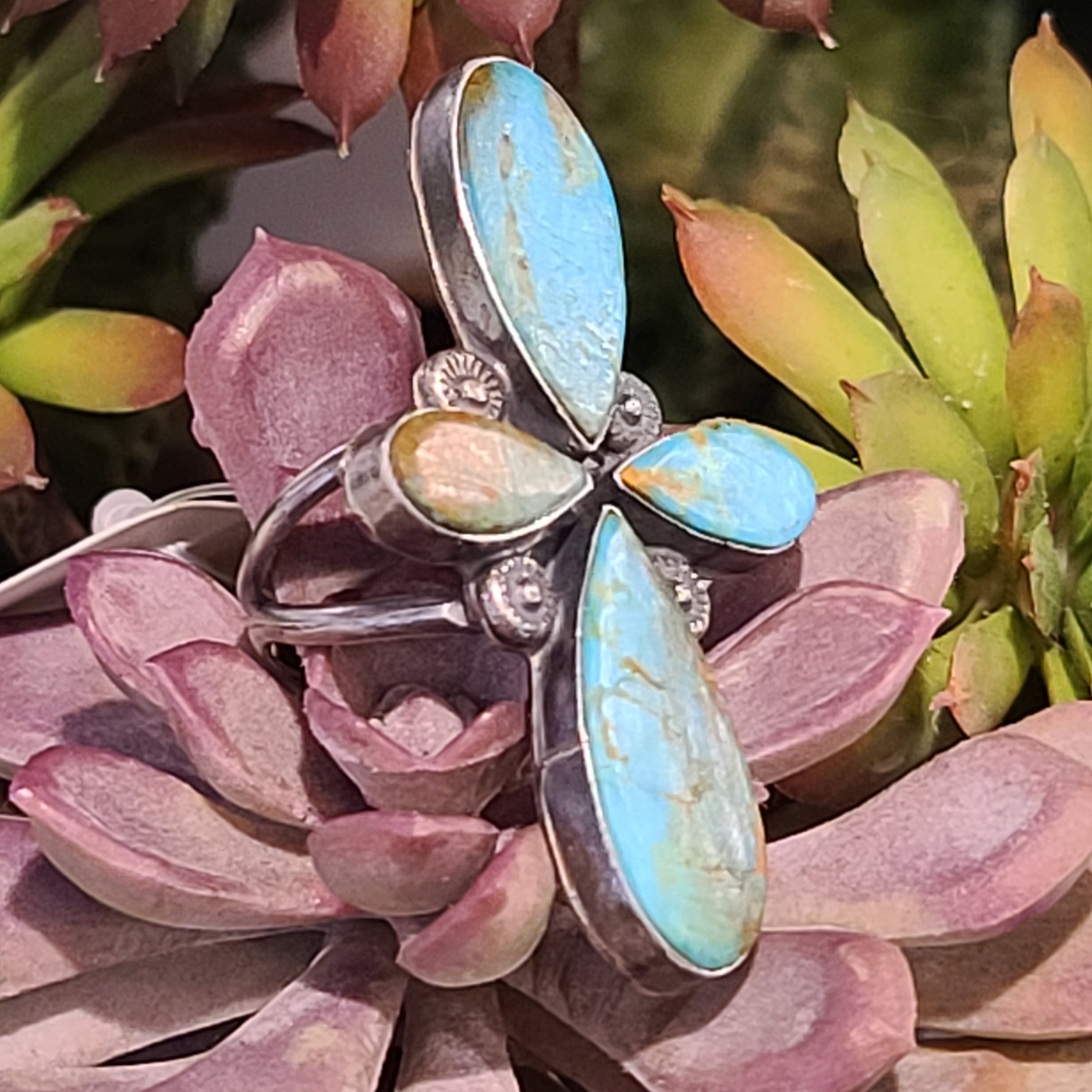 Al Zuni Global Jewelry 4 Stone Burst Ring Zu2000R - Handmade Sterling Silver Native American Ring for Women - Perfect for Weddings, Parties & Special Occasions