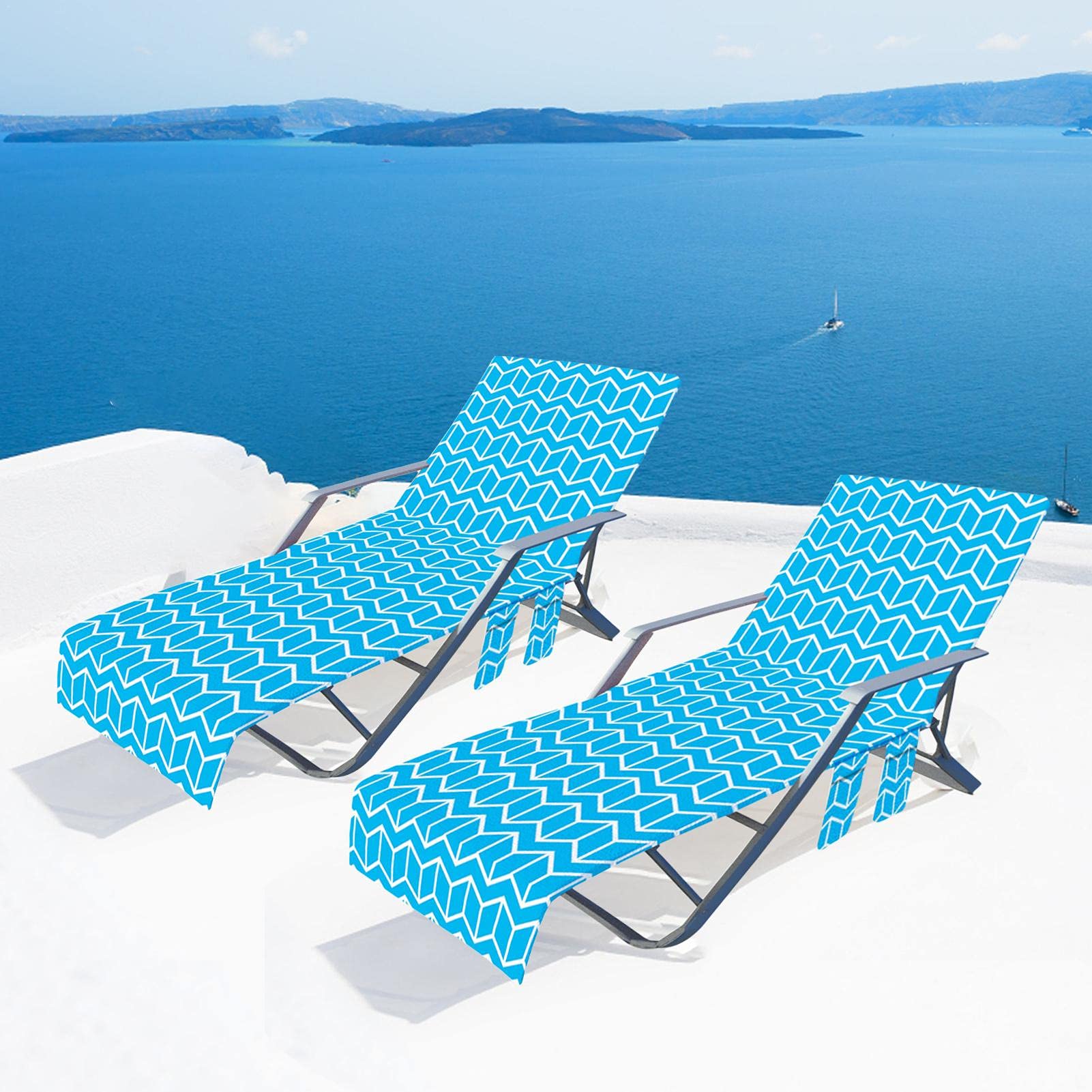 Premium Microfiber Lounge Chair Cover - Quick Dry Beach Towel Cover for Pool, Patio & Sunbathing | Waterproof Outdoor Chaise Lounge Cover with Side Pockets | Perfect for Beach, Poolside & Backyard Relaxation