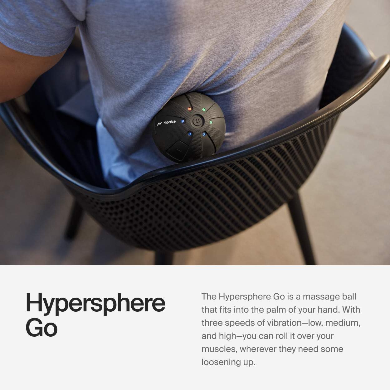 Hyperice Hypersphere Go - Vibrating Massage Ball for Muscle Recovery & Pain Relief - Portable Myofascial Release Tool for Athletes, Gym & Home Use - FSA/HSA Eligible - Perfect for Post-Workout Recovery & Travel