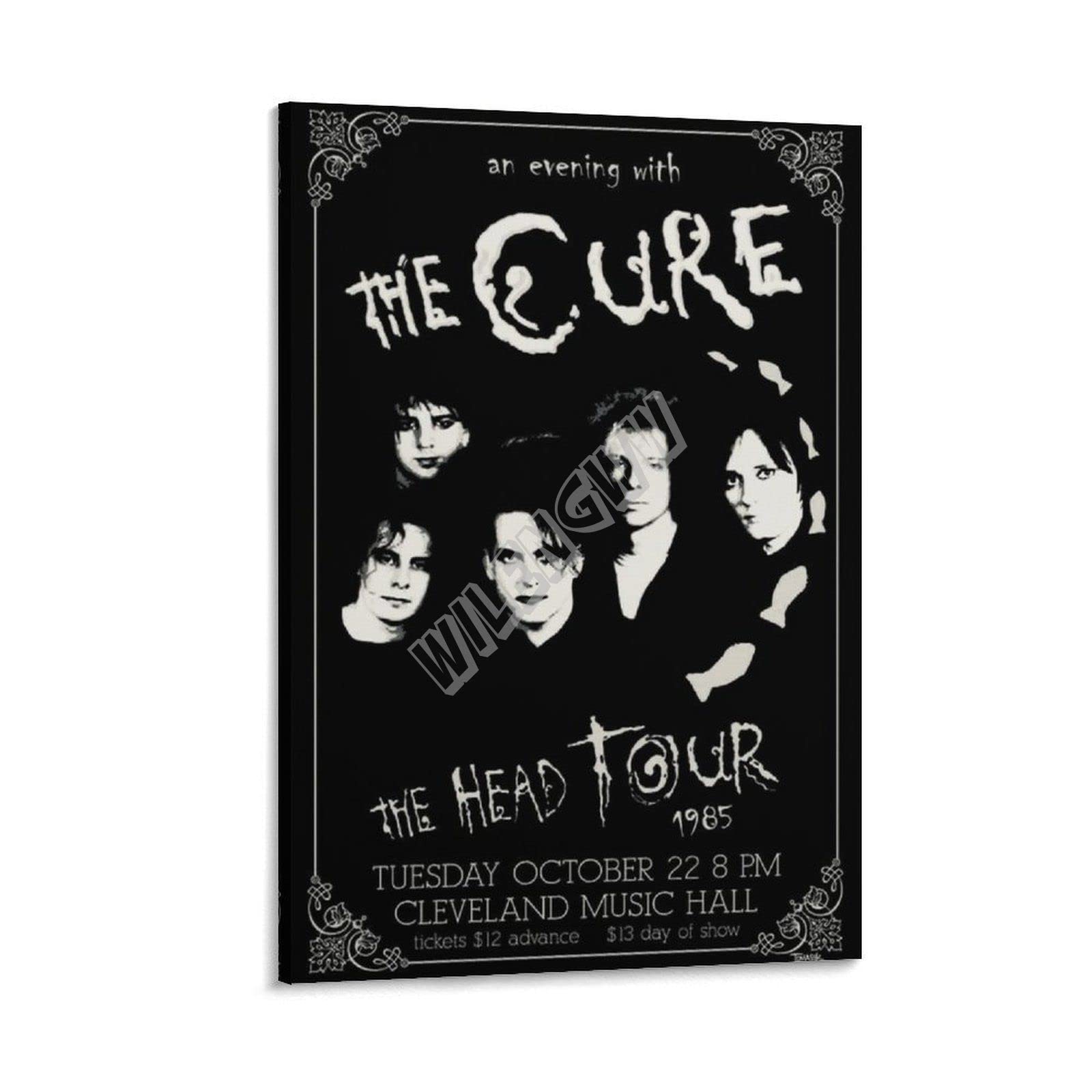 Vintage The Cure 1985 Concert Poster - 24x36 Inch (60x90cm) Canvas Wall Art for Bedroom, Office & Music Room Decor - Perfect Gift for Music Lovers & Rock Fans - Frame Style Rock Band Poster for Home, Studio & Bar Decor