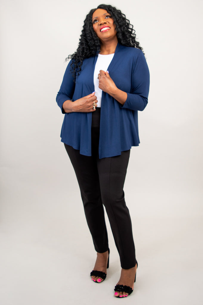 Kathy Jacket - Soft Bamboo Fabric Indigo Blue Women's Lightweight Jacket for Casual Wear & Outdoor Activities