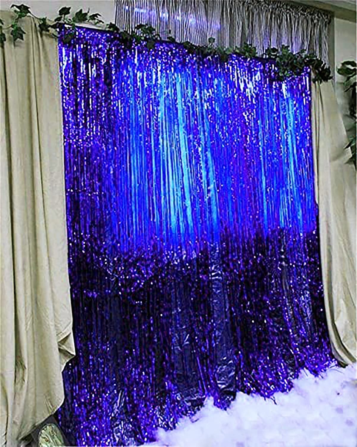 Navy Blue & Gold Graduation Party Decorations 2025 - Metallic Foil Fringe Curtains Backdrop for Graduation, Birthday & Special Events - Blue & Yellow Party Supplies for Wall Decor & Photo Booth Background