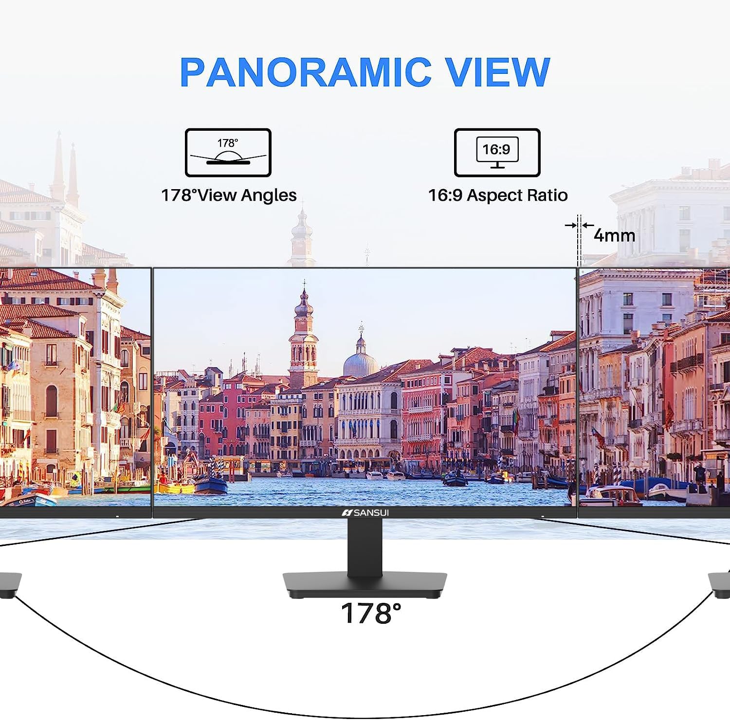 22 Inch SANSUI 1080p FHD 75Hz Computer Monitor with HDMI & VGA Ports | Ultra-Slim Bezel, Ergonomic Tilt, Eye Care LED Display | for Home Office, Gaming & Work (Includes HDMI Cable) - ES-22F1