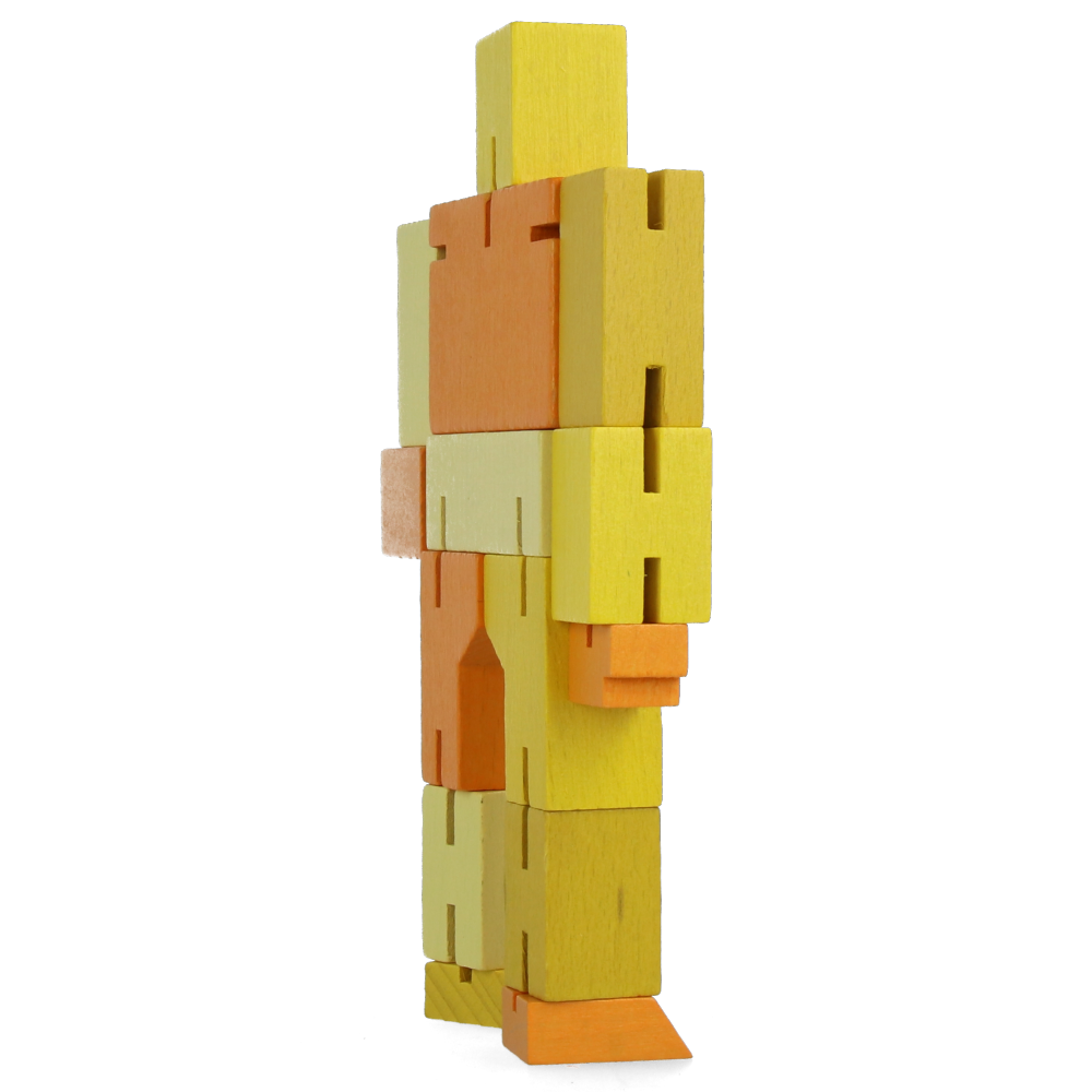 Small Yellow Cubebot - Wooden Puzzle Toy for Kids & Adults | Perfect for Stress Relief, Office Decor & STEM Learning