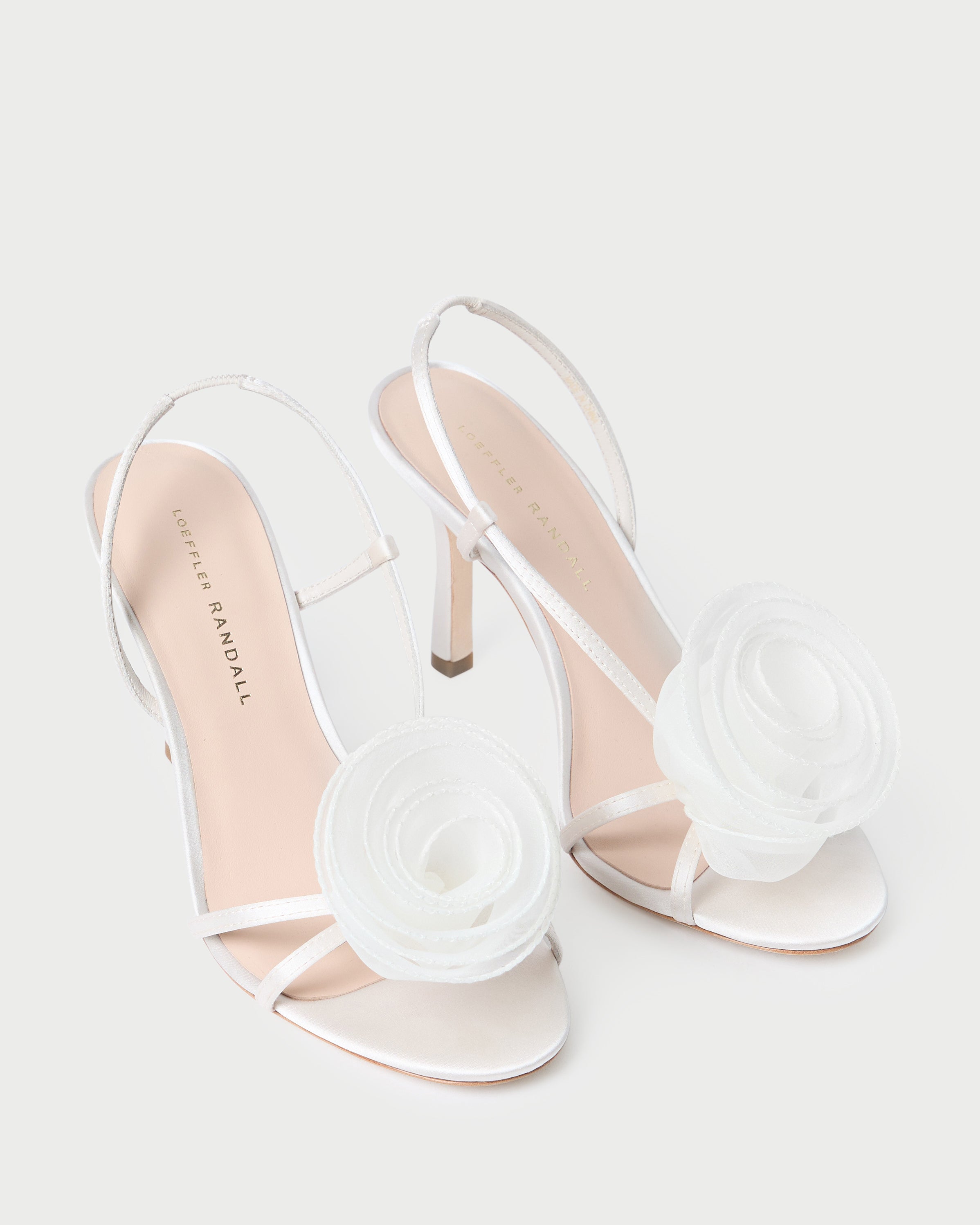 Steph Cream Organza Rose Sandal - Elegant Women's Wedding Shoes for Brides, Prom, and Special Occasions