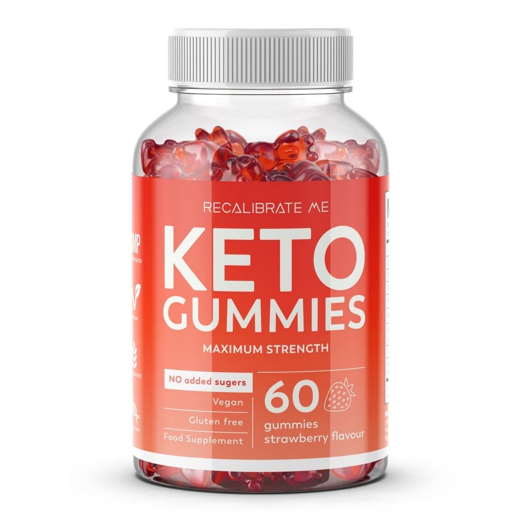 RECALIBRATE ME Keto Gummies for Weight Loss | Sugar-Free Strawberry Flavored Vegan Snacks | Gluten-Free Ketogenic Diet Supplement (60 Count) - Perfect for On-the-Go Healthy Lifestyle & Low-Carb Diet Support