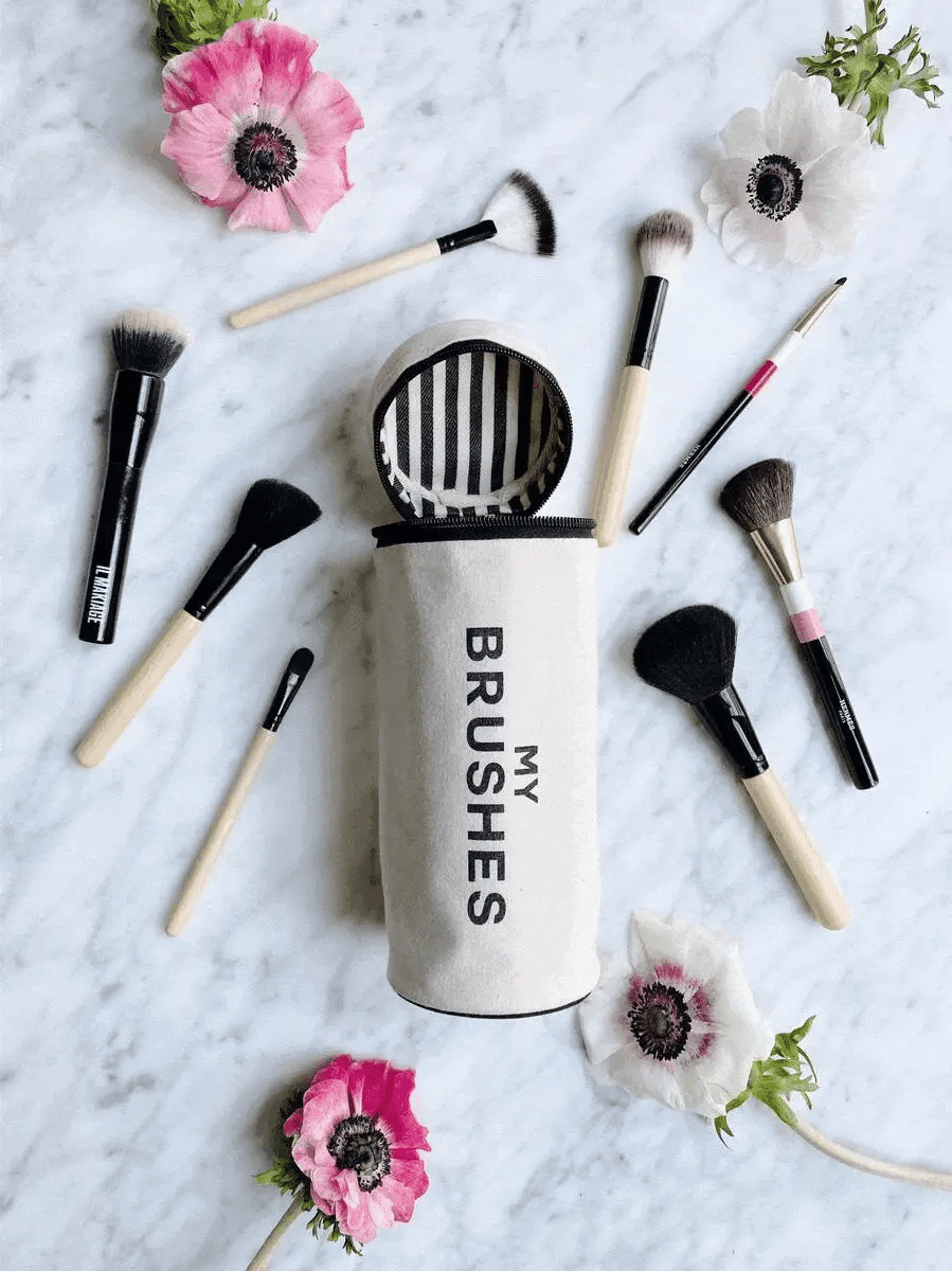 Professional Makeup Brush Set with Cylinder Case & Cream - Perfect for Travel, Home, and Salon Use