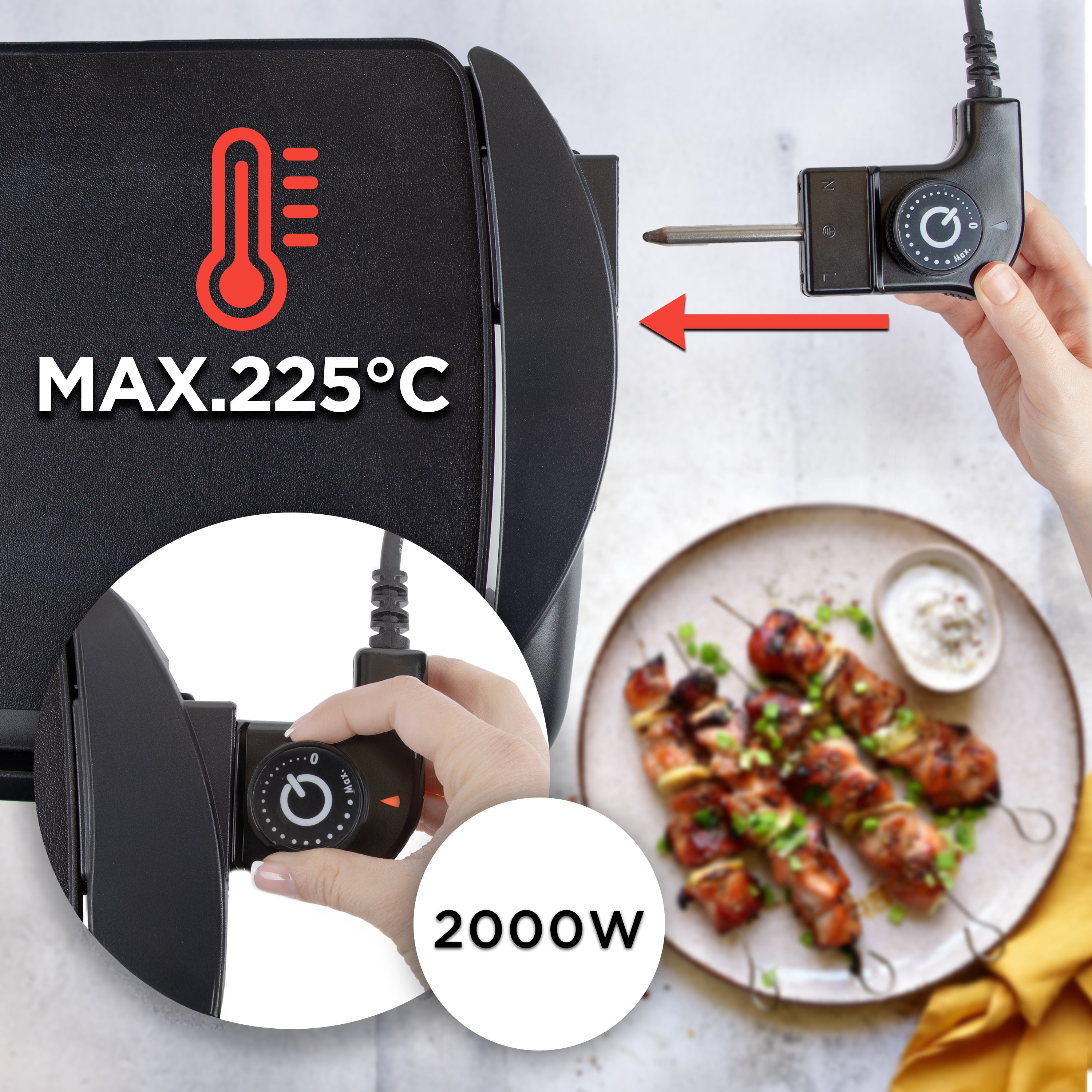 Duronic GP20 Electric Teppanyaki Grill - Indoor BBQ Grill with Non-Stick Surface, Large 52x27cm Cooking Area - Perfect for Parties, Family Gatherings & Asian Cuisine Cooking - Easy to Clean Tabletop Griddle Hot Plate