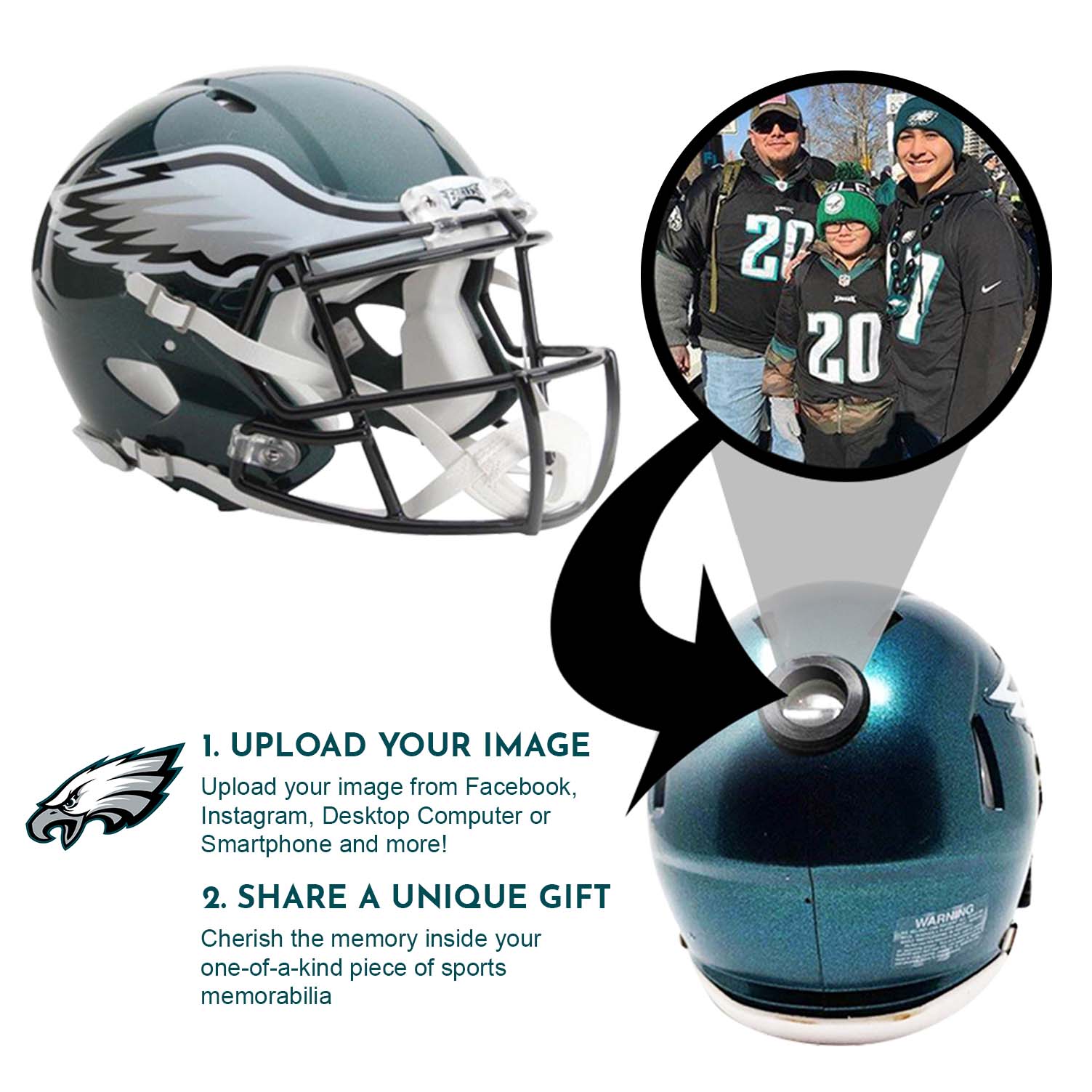 Philadelphia Eagles NFL Mini Helmet - Authentic Collectible Football Memorabilia with Display Stand | Perfect for Home Decor, Sports Fan Gifts & Man Cave Accessories