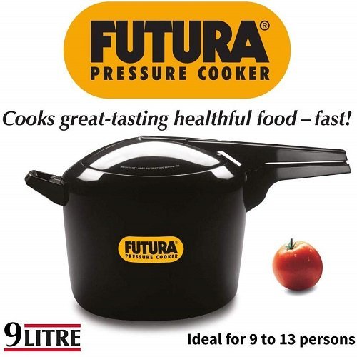Hawkins Futura 9L Hard Anodized Aluminum Pressure Cooker - Fast & Safe Cooking for Soups, Stews & Meal Prep | Durable Kitchen Essential for Home Chefs
