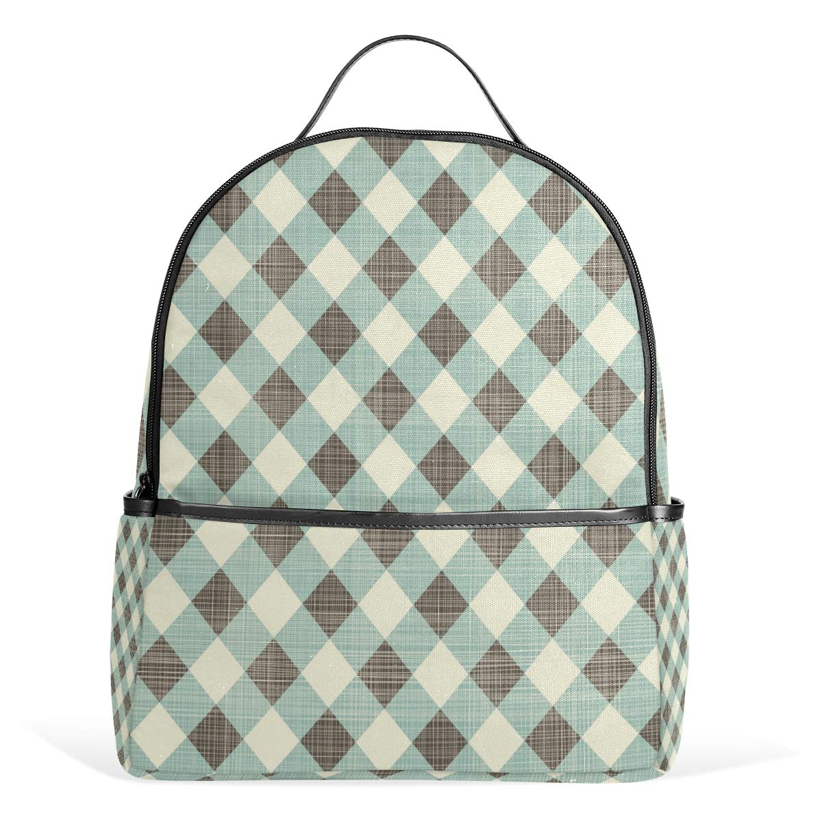 Vintage Buffalo Plaid Backpack for Women & Teens - Waterproof Polyester School Bag, Travel Daypack, Bookbag, Purse - Perfect for College, Work, Outdoor Adventures & Daily Commute