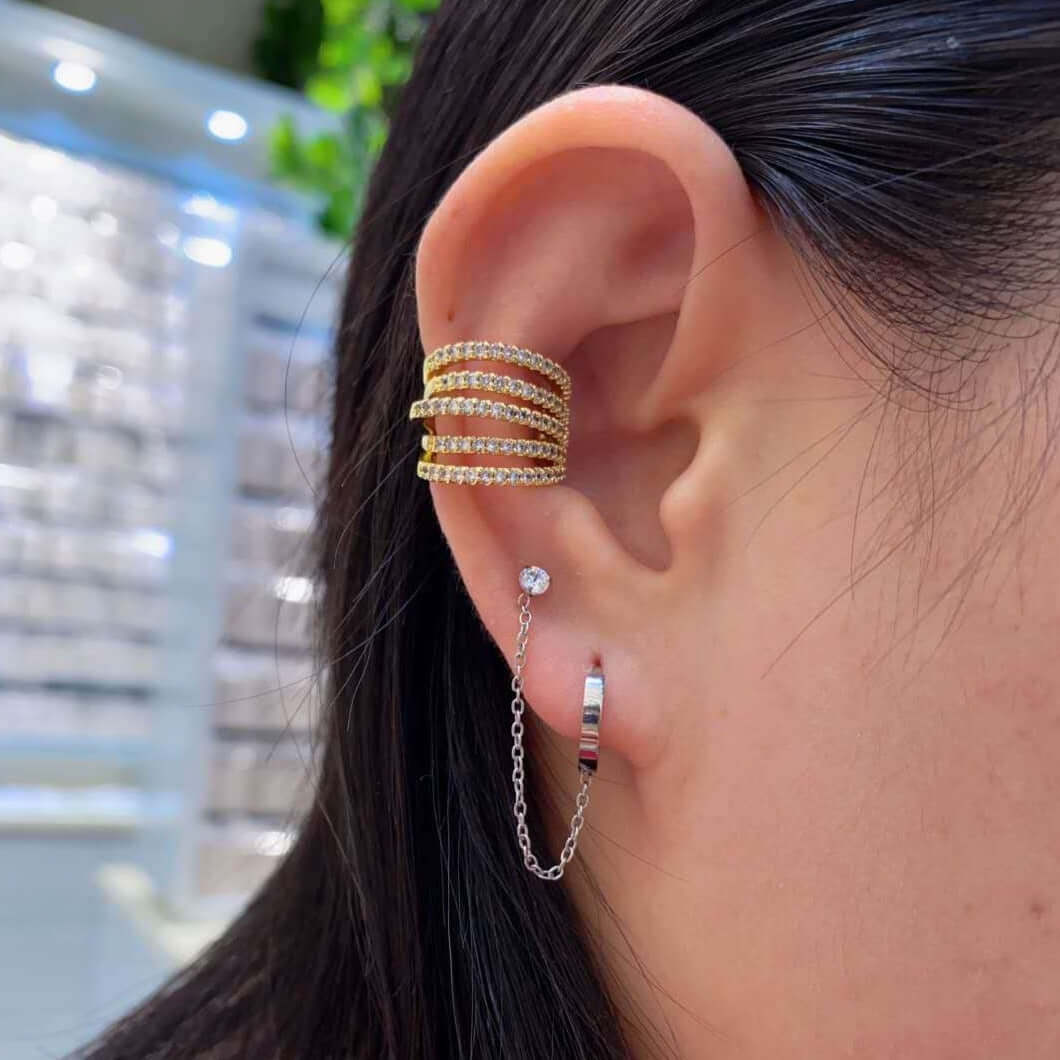 18K Gold No Piercing Cross Ear Cuff Snake Ear Climber - Elegant Cartilage Ear Cuff Jewelry for Women | Perfect for Parties, Weddings & Everyday Fashion Accessories