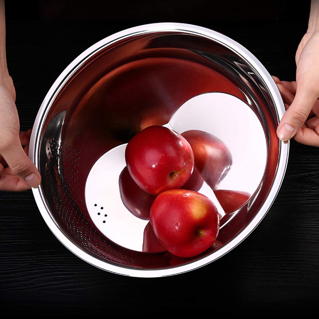 Premium Stainless Steel Rice Washing Bowl - 23cm Fine Mesh Colander for Quinoa, Veggies & Fruits - Durable Kitchen Strainer for Perfectly Cleaned Grains - Ideal for Meal Prep, Asian Cooking & Healthy Eating
