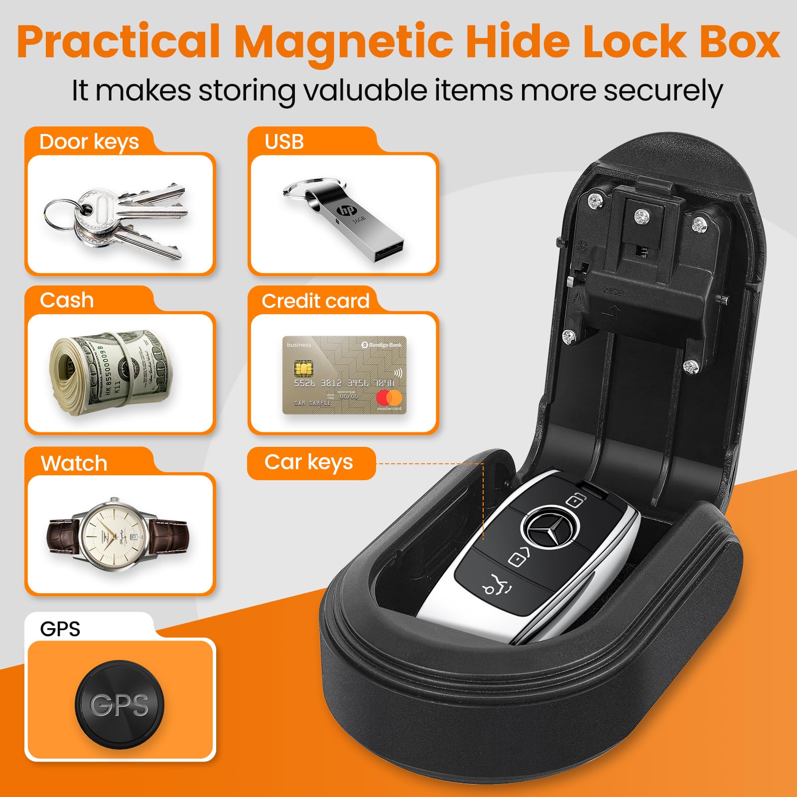 4 Digit Combination Magnetic Key Box Hider for Car - Waterproof & Signal Shielded Key Holder with Strong Magnet for Outdoor/Indoor Use - Perfect for Spare Car Keys, Home Security & Emergency Access