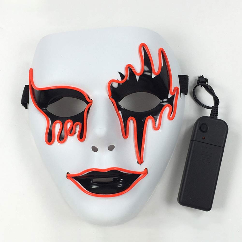 Forart LED Light Up Mask - Halloween Purge Masks with Safe EL Wire Technology - Glowing Creepy Costume Mask for Halloween Parties, Raves & Cosplay Events