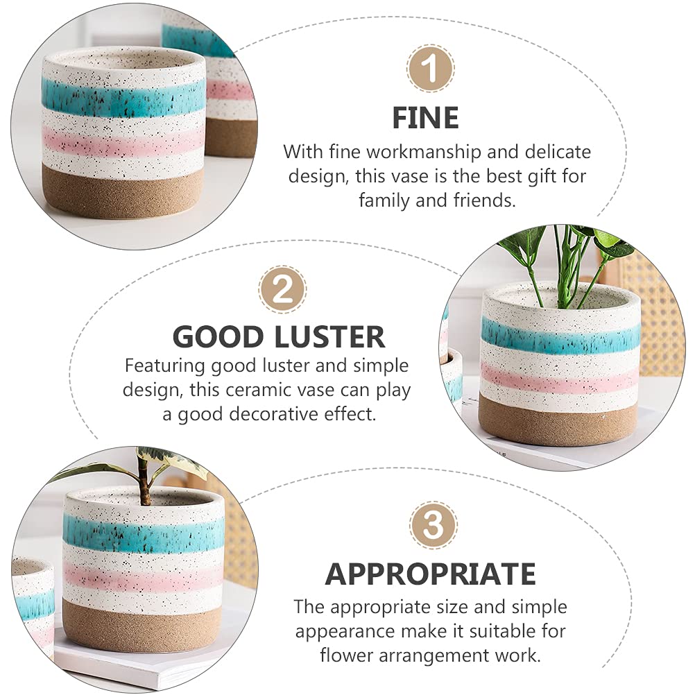 DOITOOL 2 Pack Ceramic Flower Pots - Small Decorative Planters for Succulents, Cactus, Herbs | Desktop Home Office Decor, Gift Idea for Plant Lovers